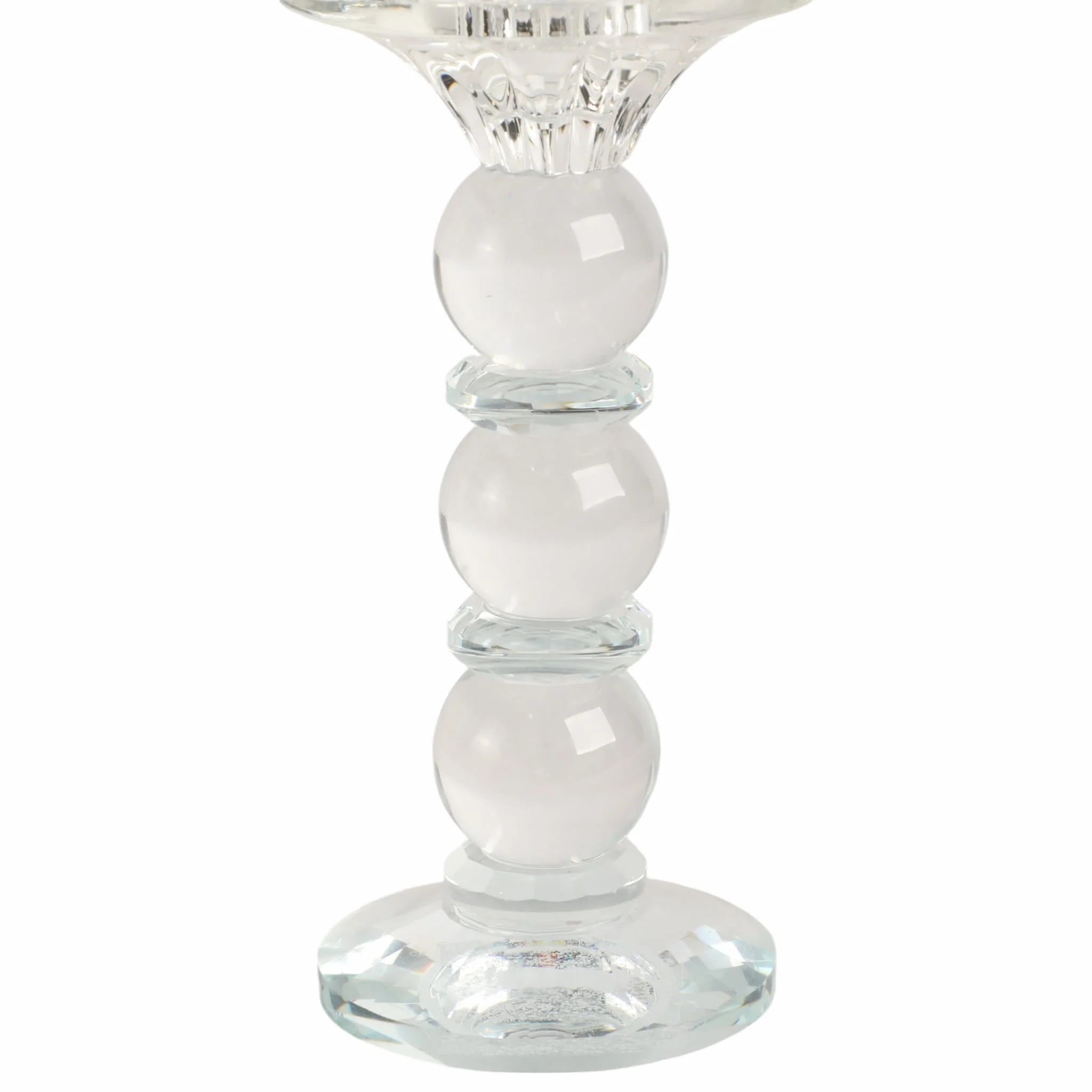 7" Bubble Crystal Candle Holder W/ Taper, Clear - Image 3