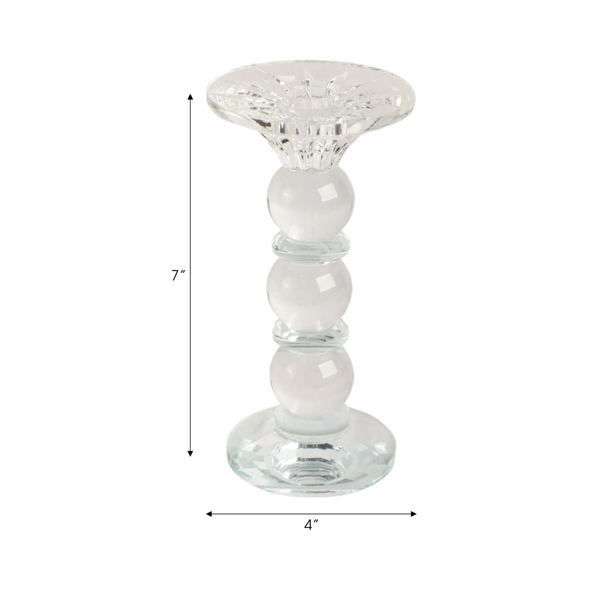 7" Bubble Crystal Candle Holder W/ Taper, Clear - Image 6