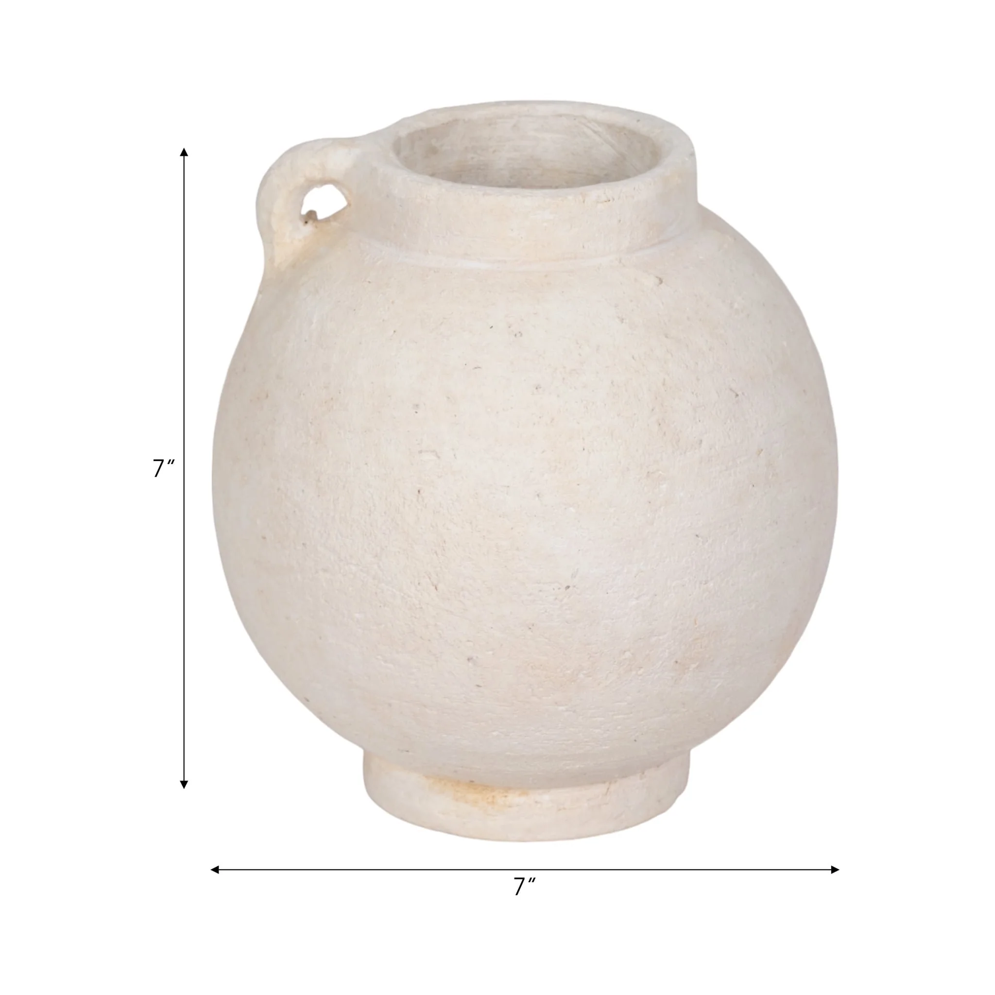 7" Bulbous Jug With Handle, White - Image 9