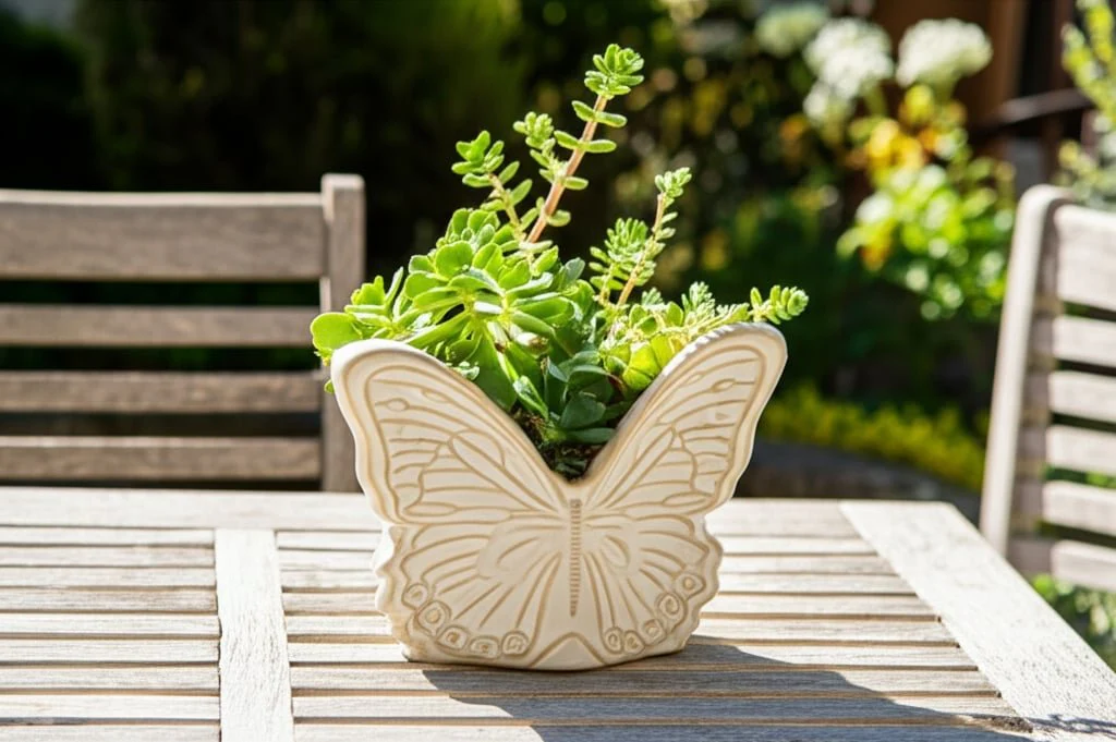 7" Butterfly Planter, Ivory - Image 9