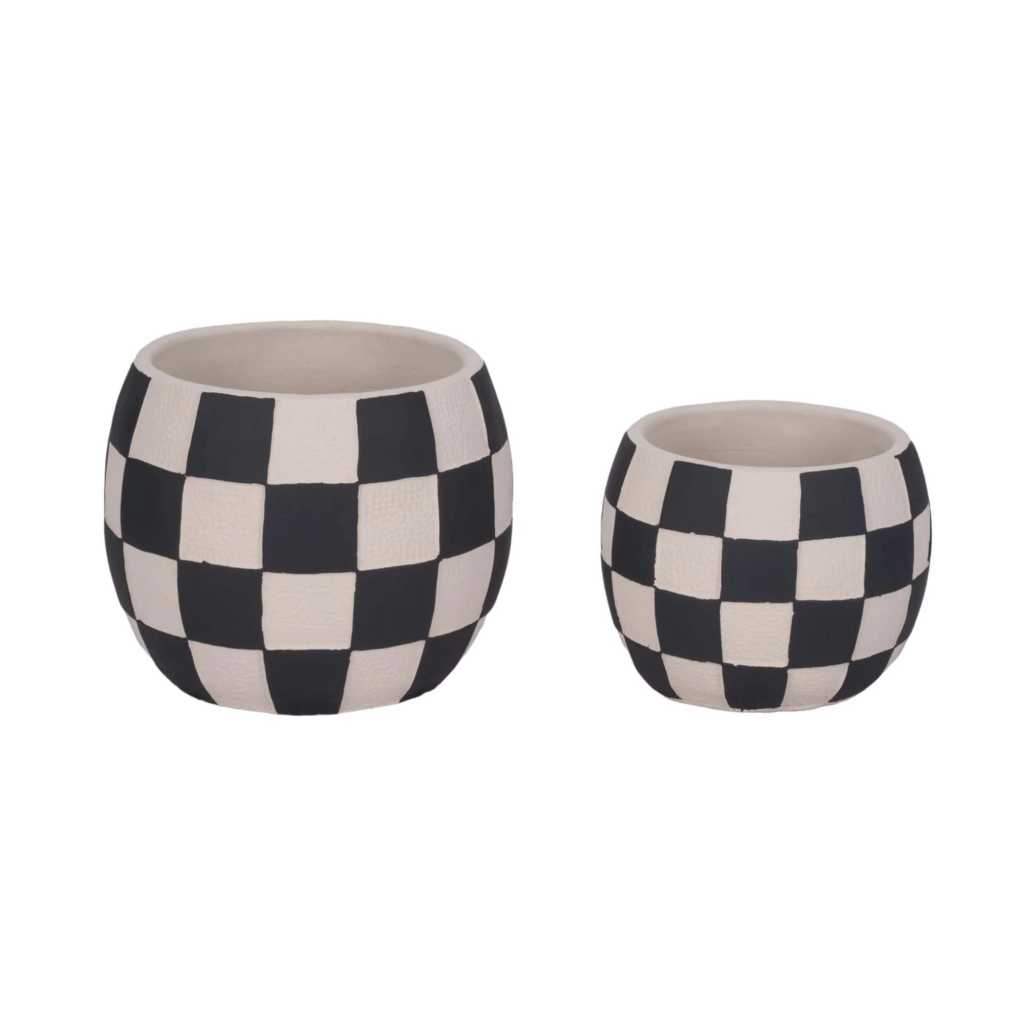 7" Checkerboard Rounded Planter, Black/white - Image 7