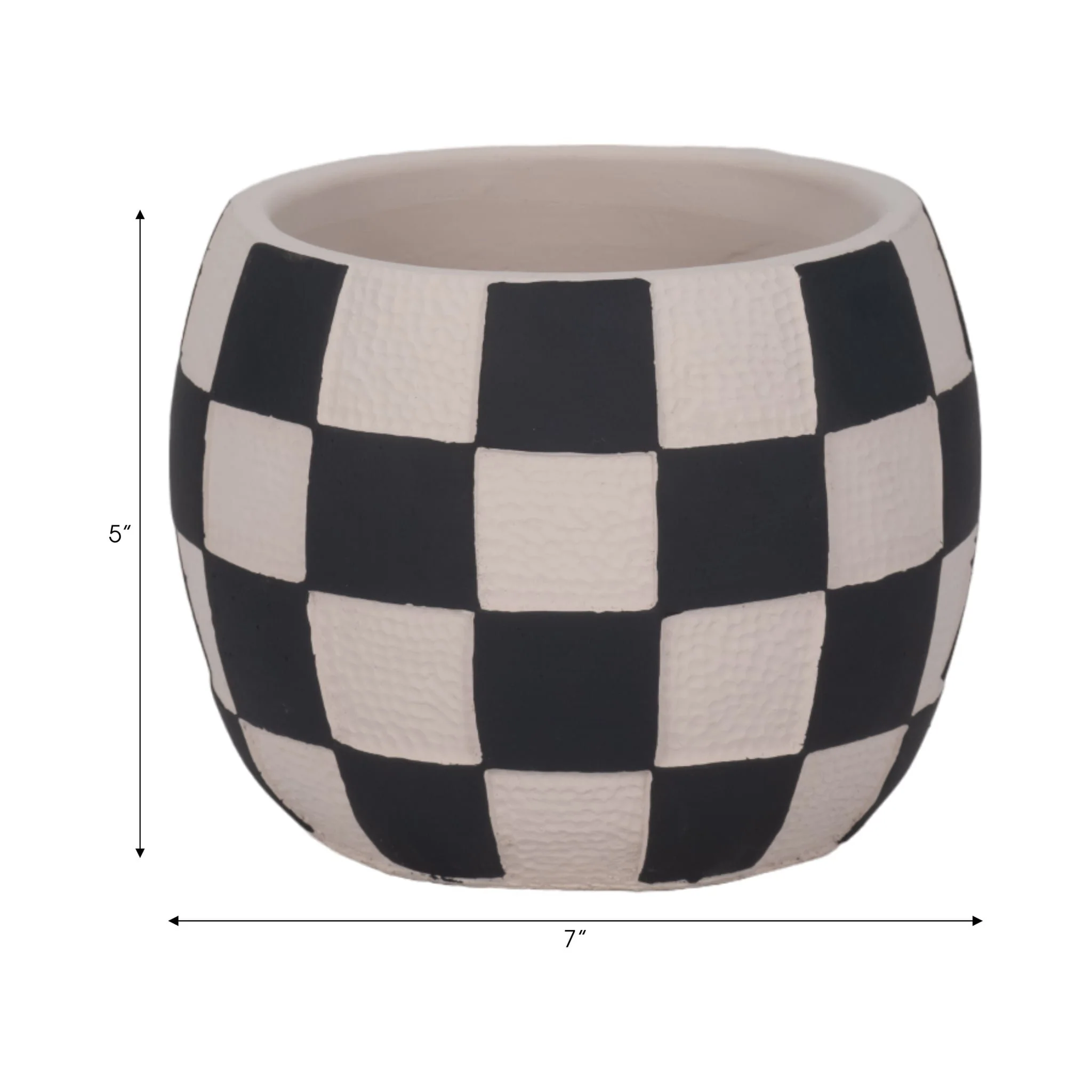 7" Checkerboard Rounded Planter, Black/white - Image 8