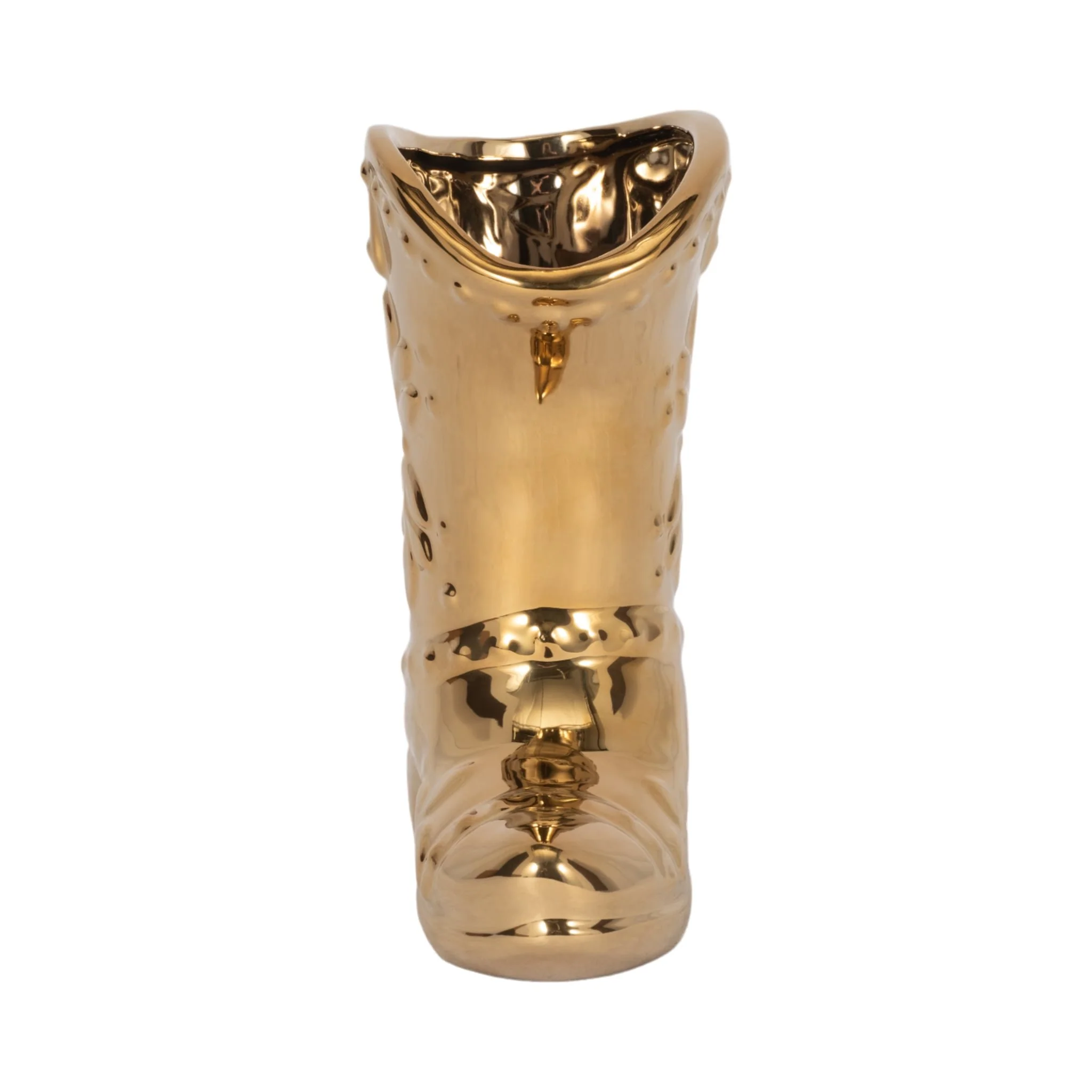 7" Cowboy Boot Vase, Gold - Image 4