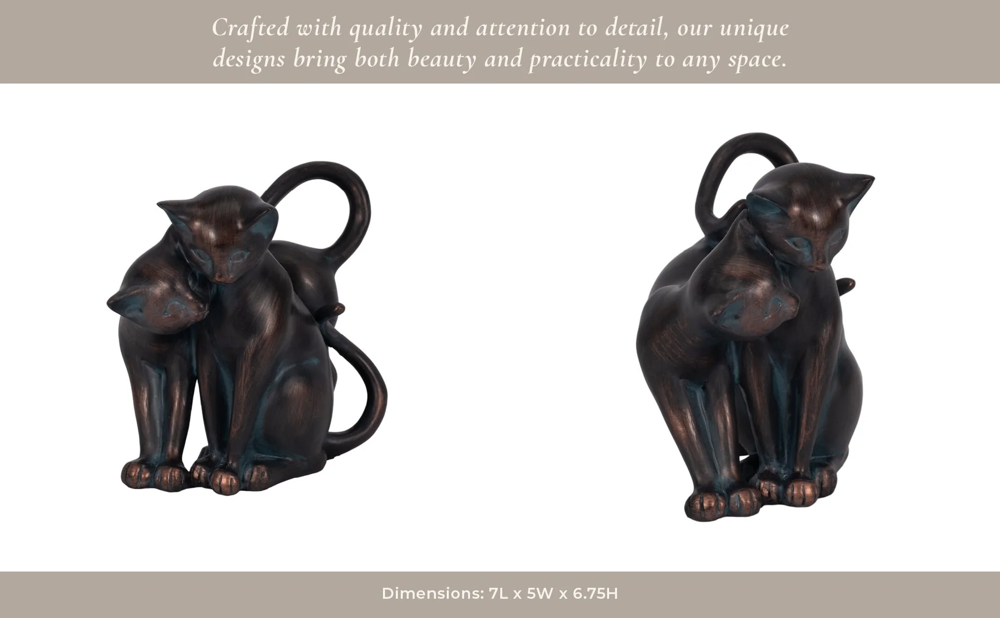 7" Cuddling Cats, Bronze - Image 11