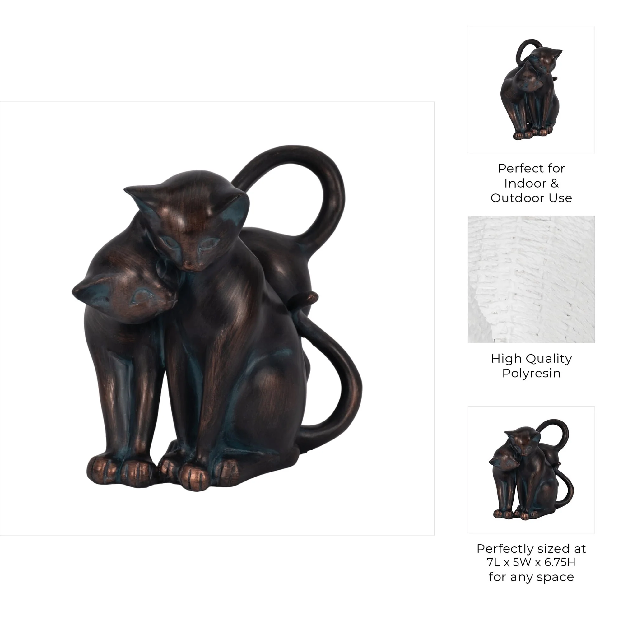 7" Cuddling Cats, Bronze - Image 8