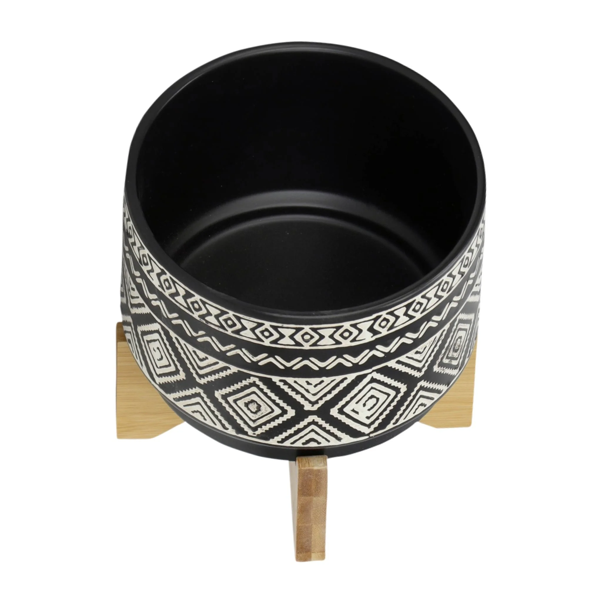 7" Diamond Planter On Stand, Black - Image 5