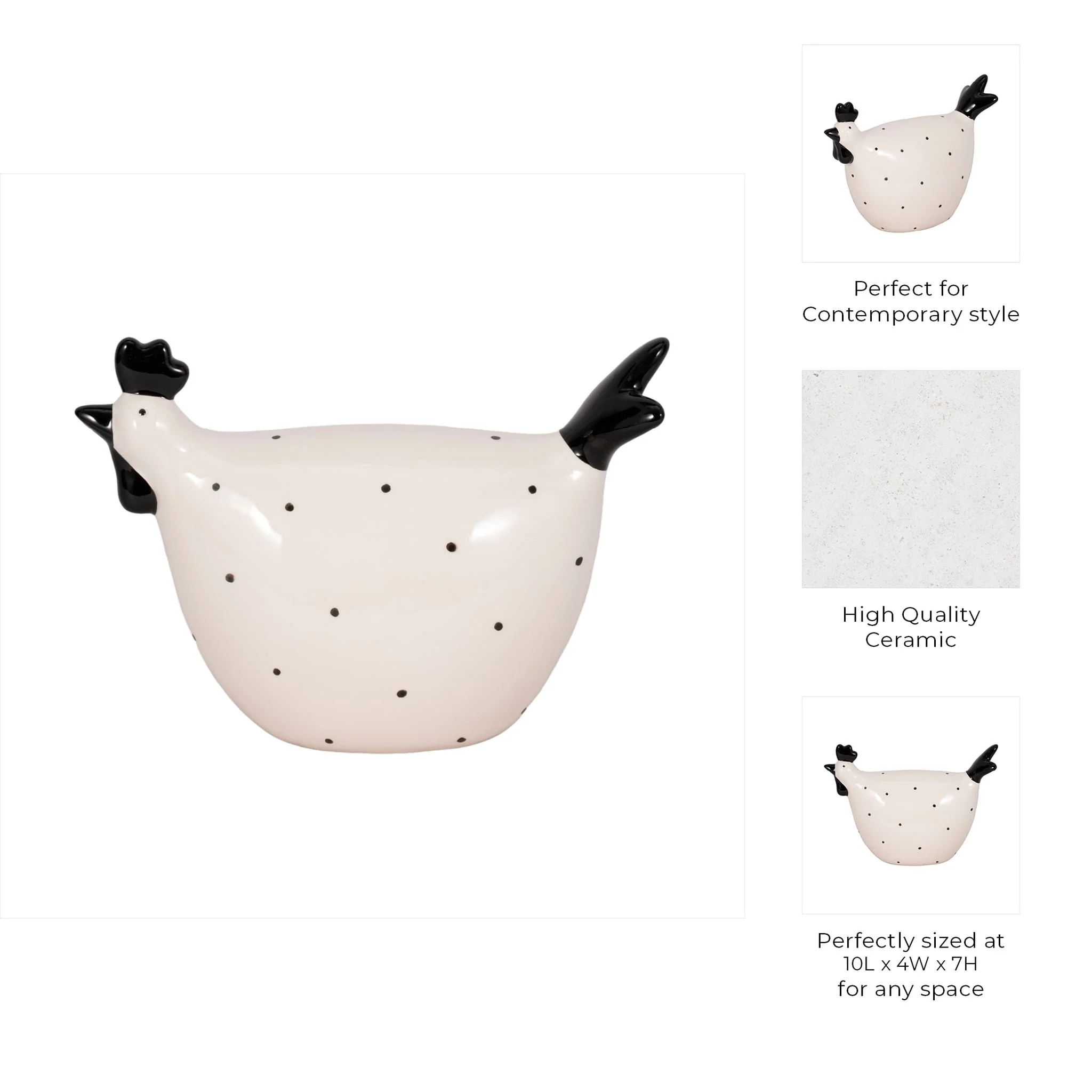 7" Dotted Rooster, White/black - Image 10