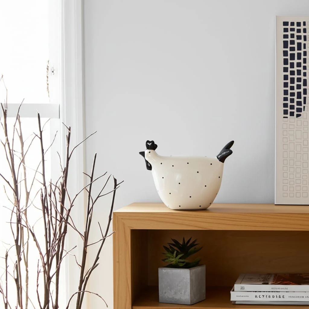 7" Dotted Rooster, White/black - Image 13