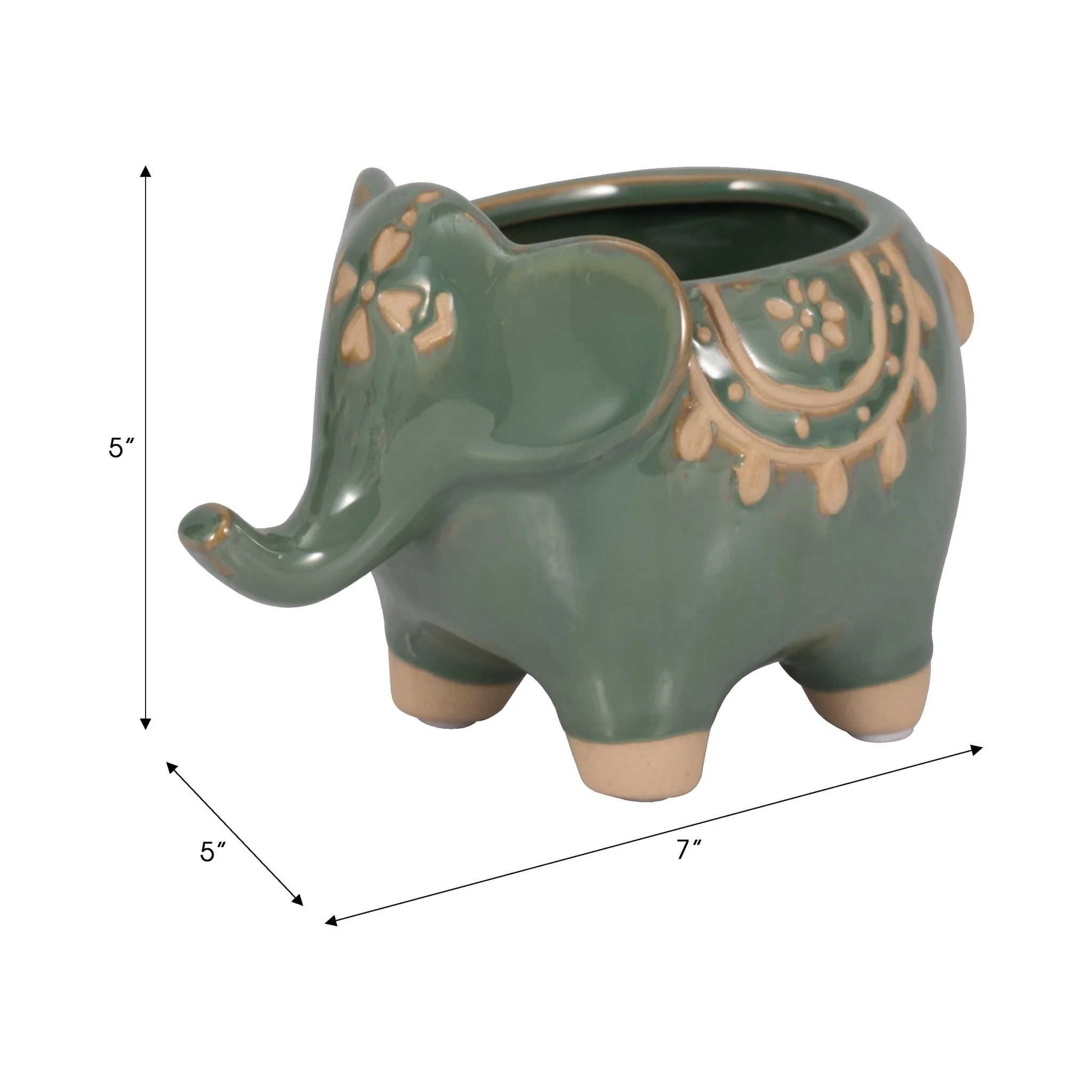 7" Elephant Planter, Green - Image 9