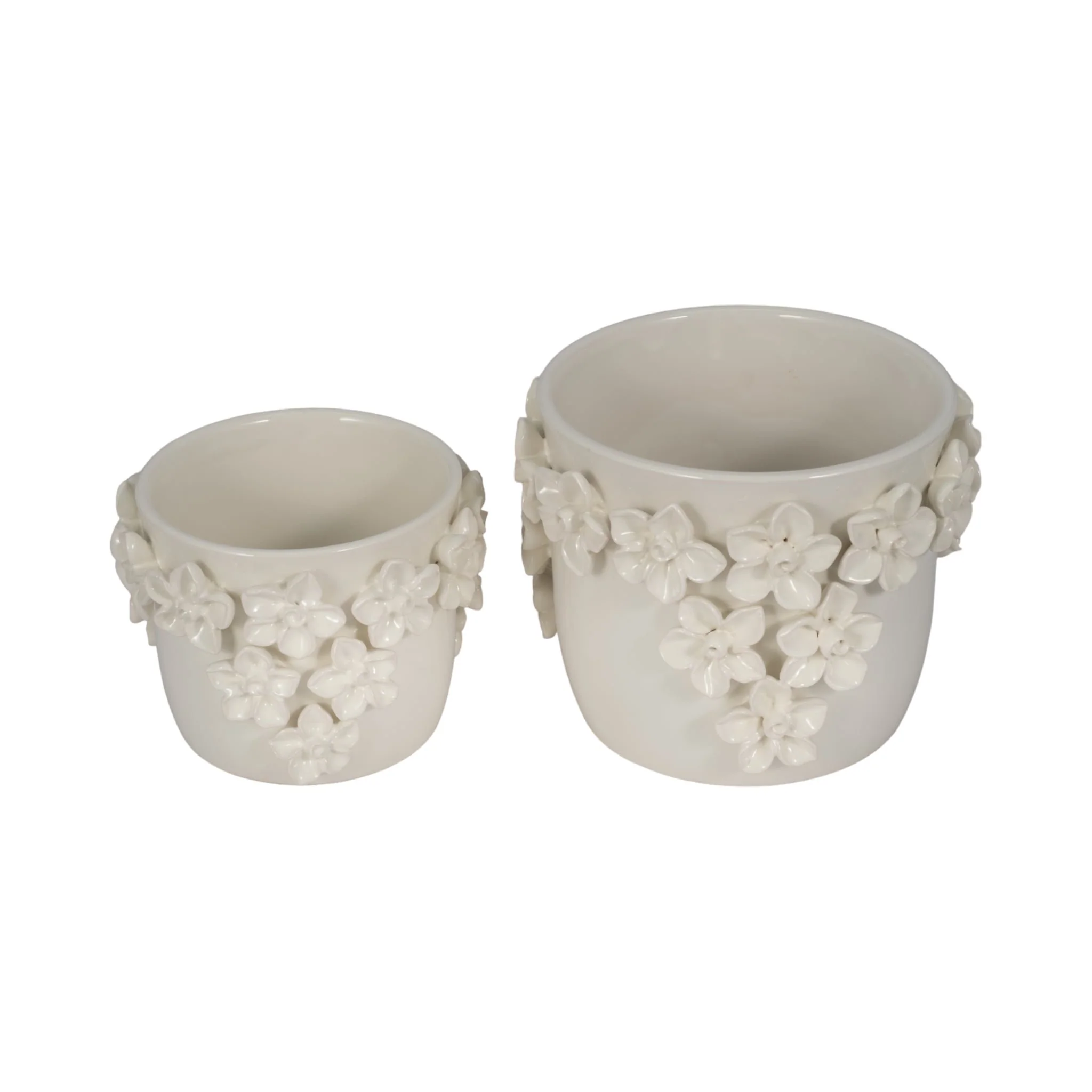 7" Floral Applique Planter, Ivory - Image 7
