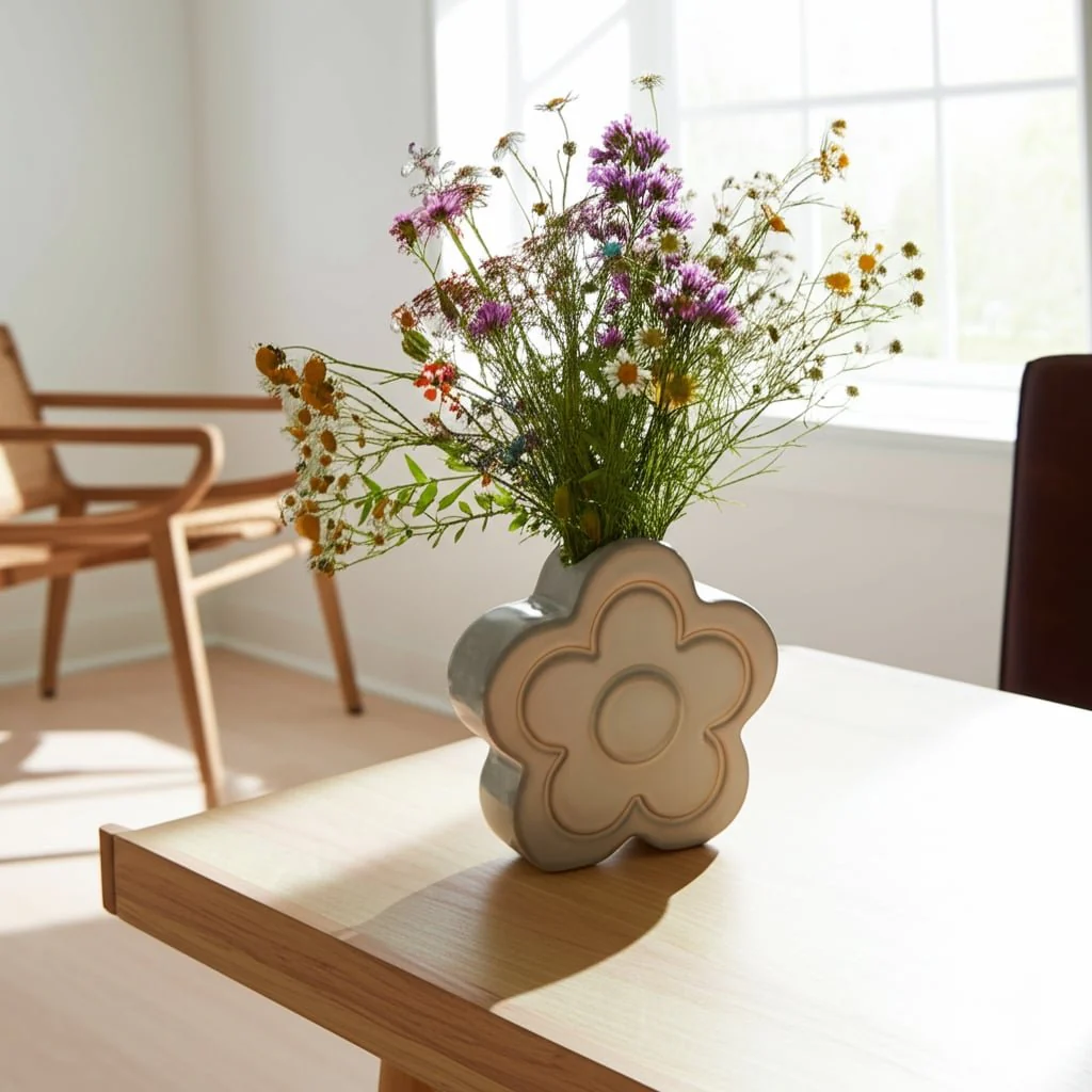 7" Flower Power Object Vase, Ivory - Image 12