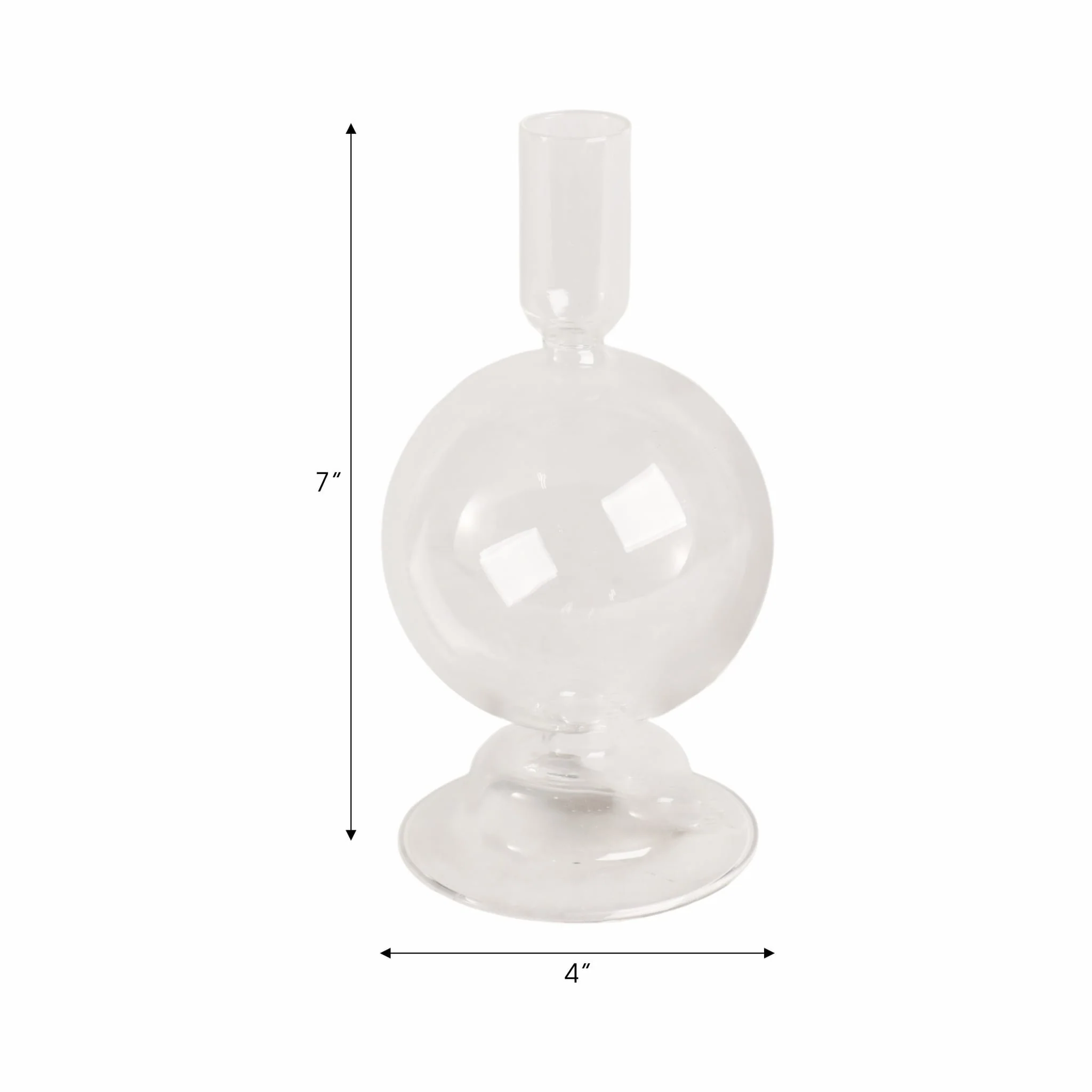 7" Glass Bubble Taper Candle Holder, Clear - Image 4
