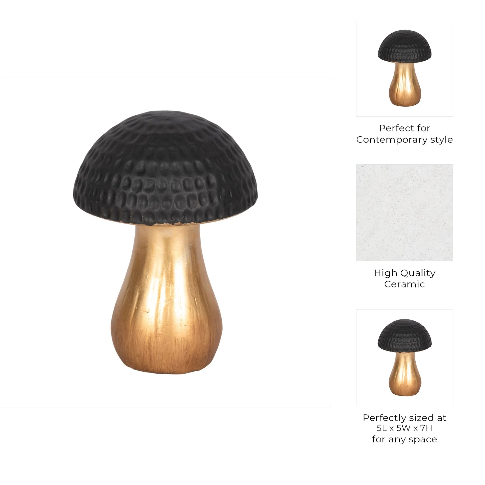 7" Hammered Top Mushroom, Black/gold - Image 8