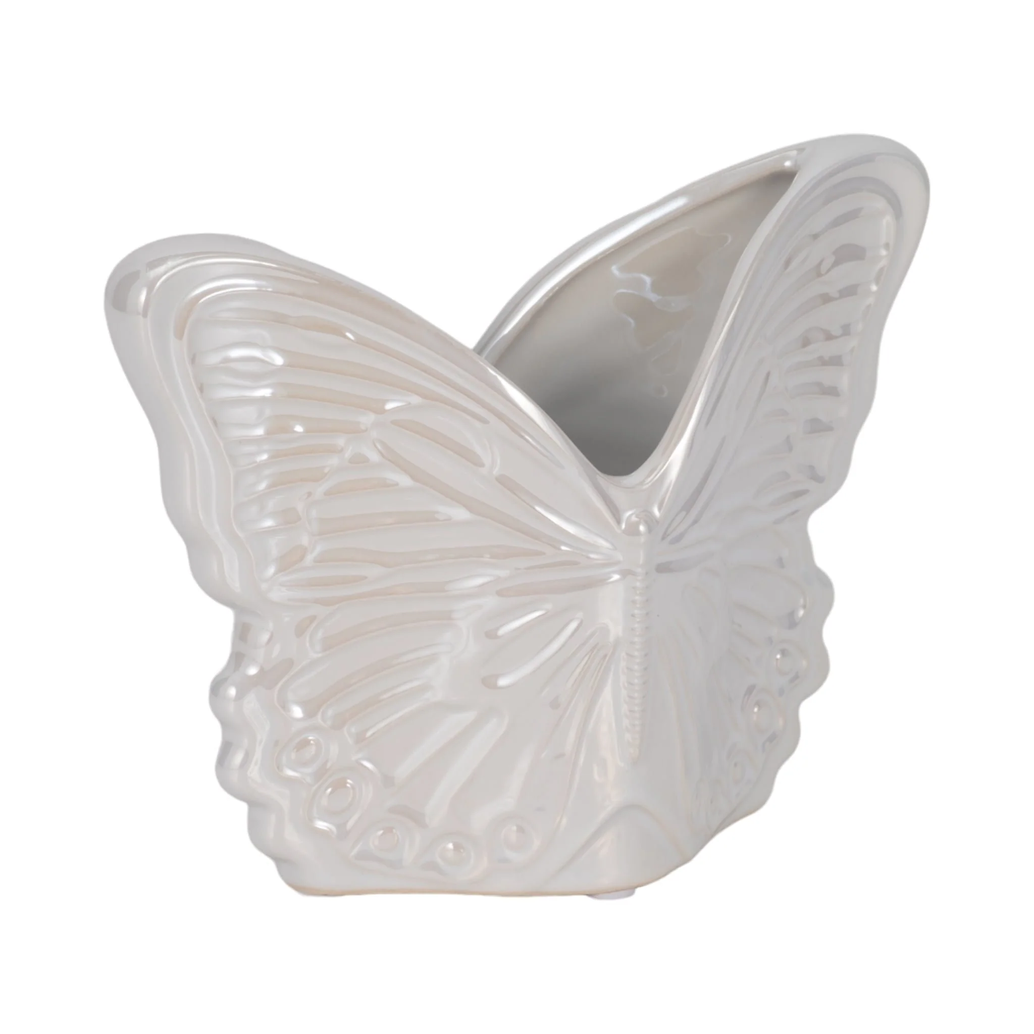 7" Iridescent Butterfly Planter, Ivory - Image 2