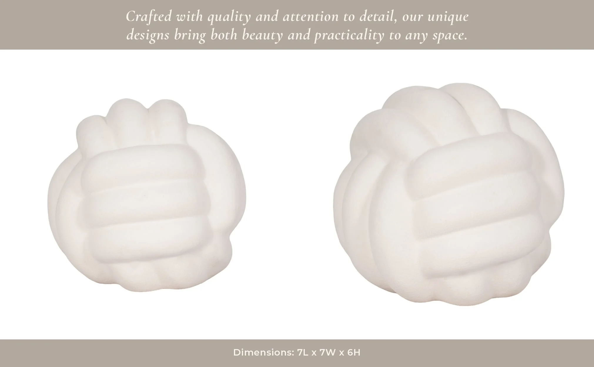7" Knot Orb Rough Texture, White - Image 10