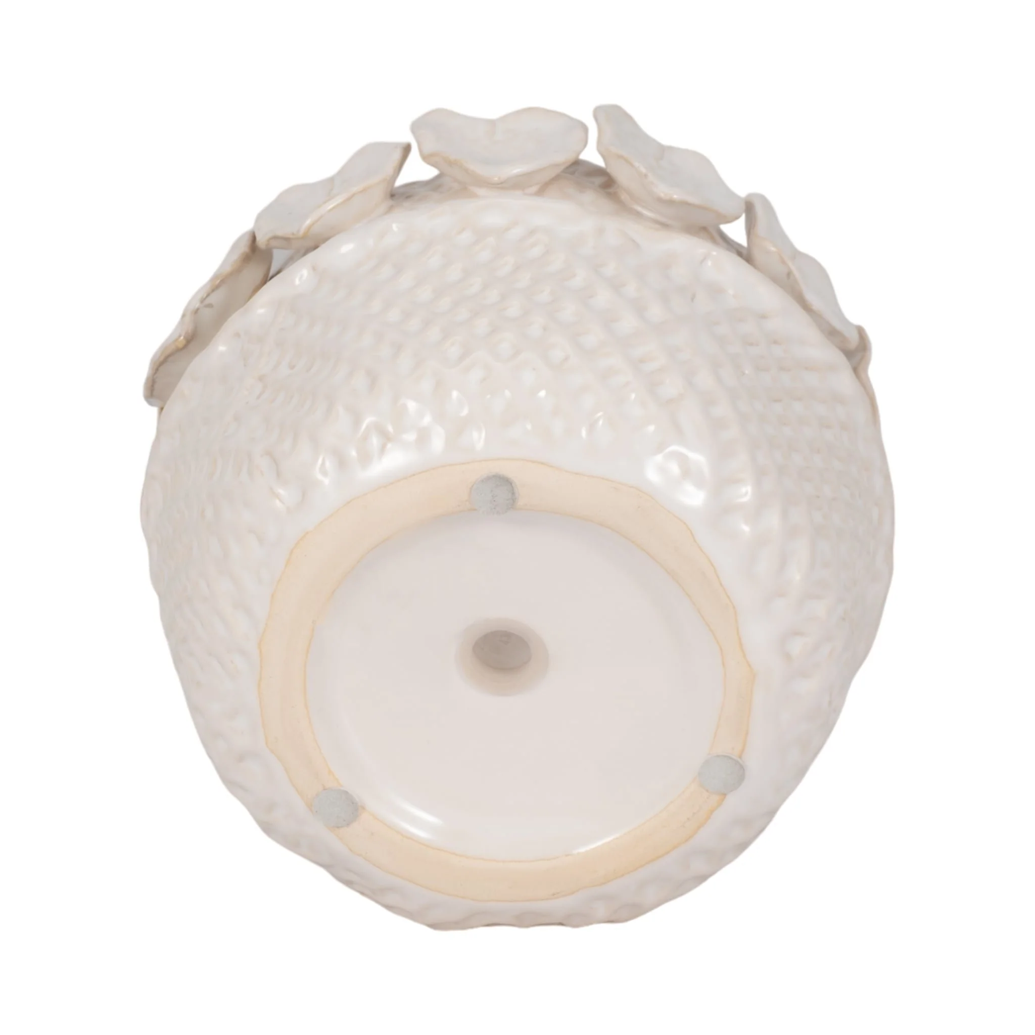 7" Leaf Applique Woven Planter, Cream - Image 6