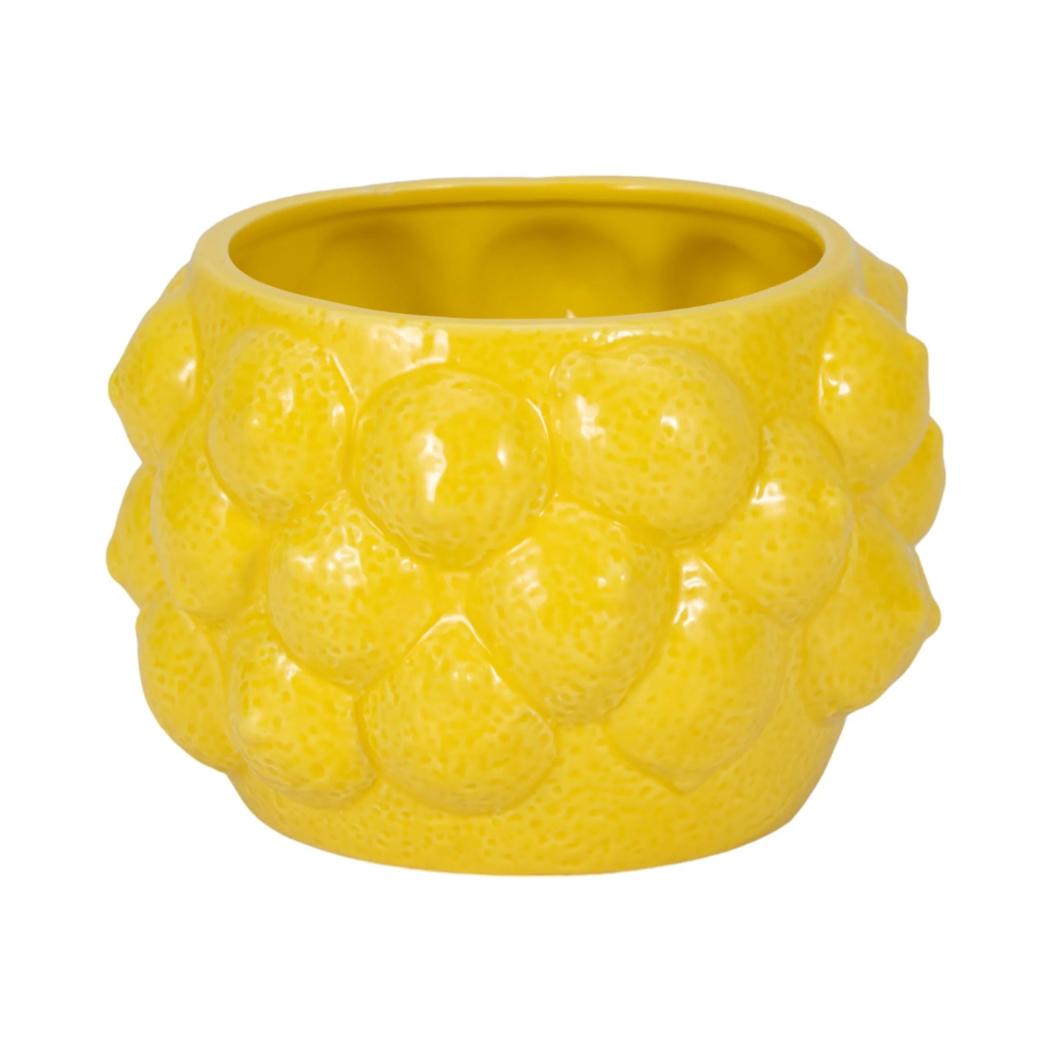 7" Lemons Flower Pot, Yellow - Image 3