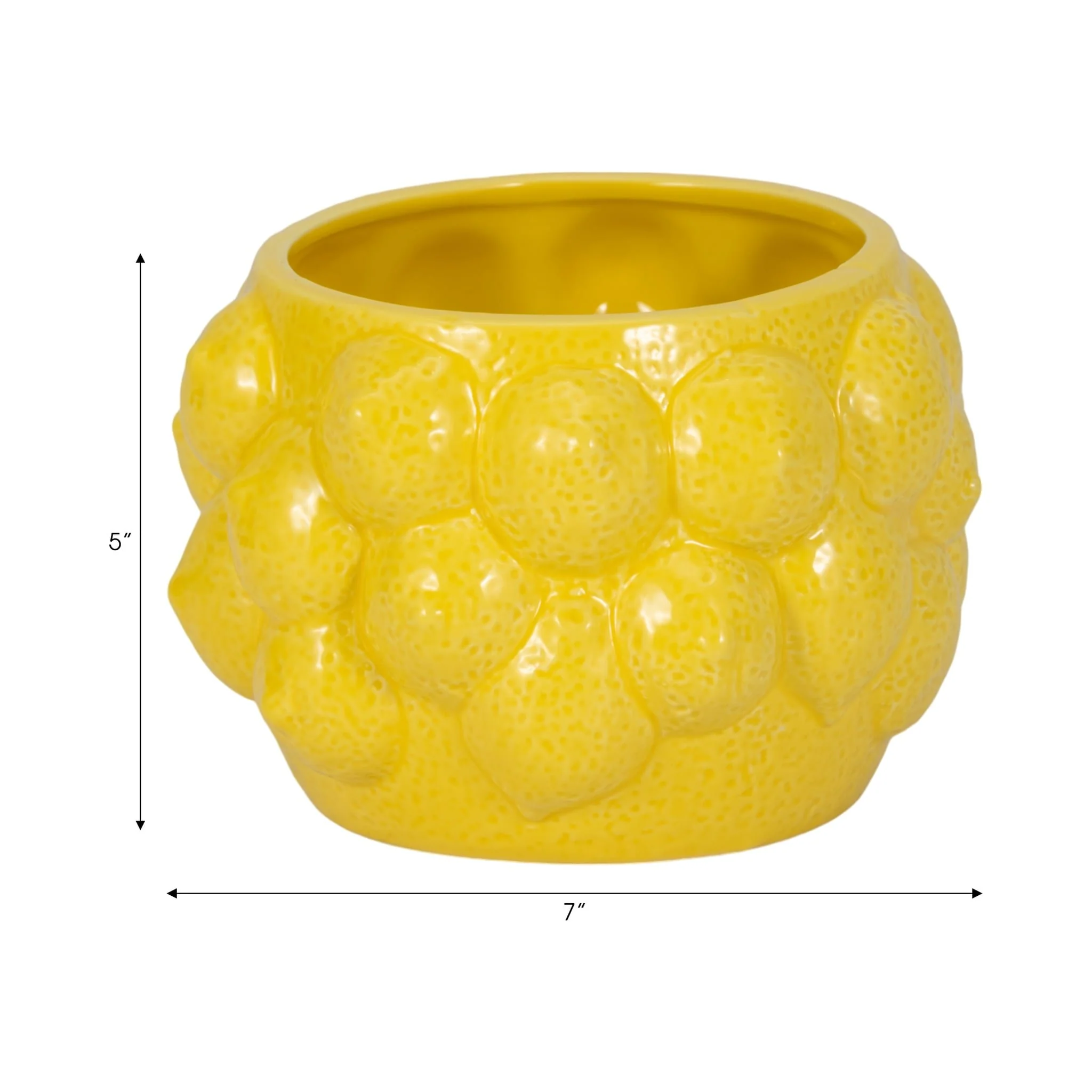 7" Lemons Flower Pot, Yellow - Image 7