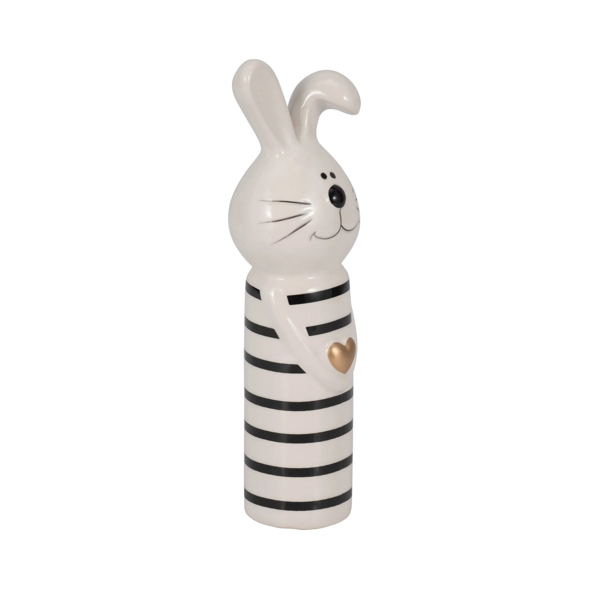 7" Lines Bunny With Gold Heart, White/black - Image 2