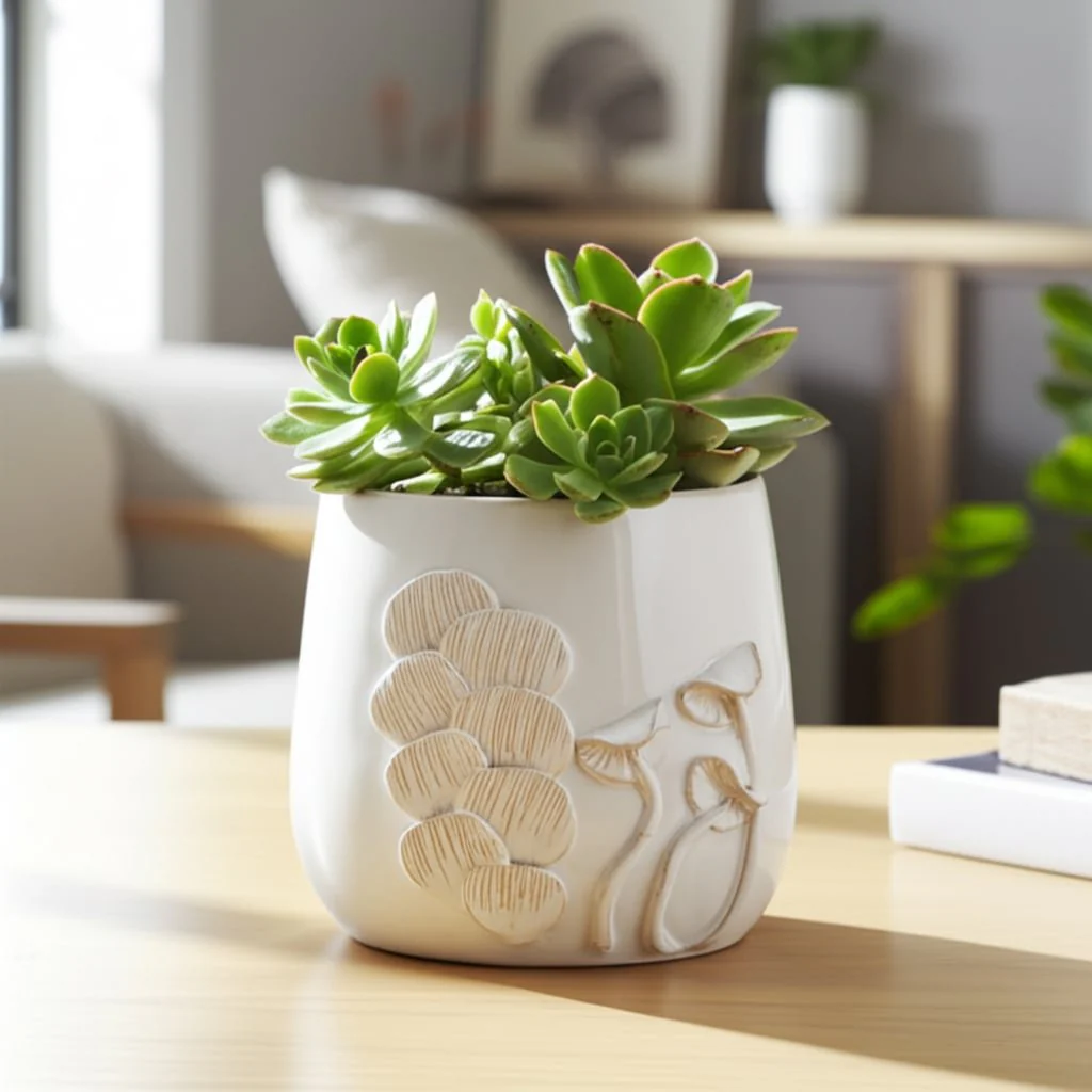 7" Mushroom Applique Planter, Ivory - Image 10