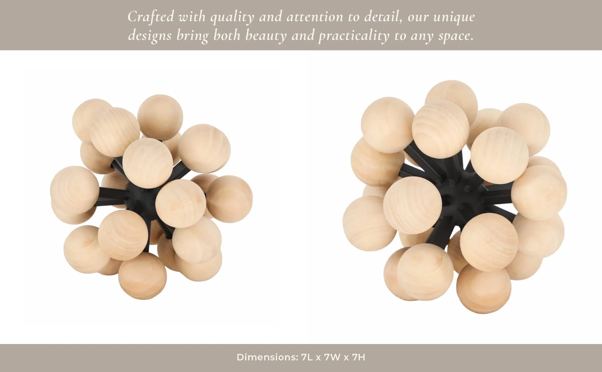 7" Orb With Wooden Knobs, Black/natural - Image 10