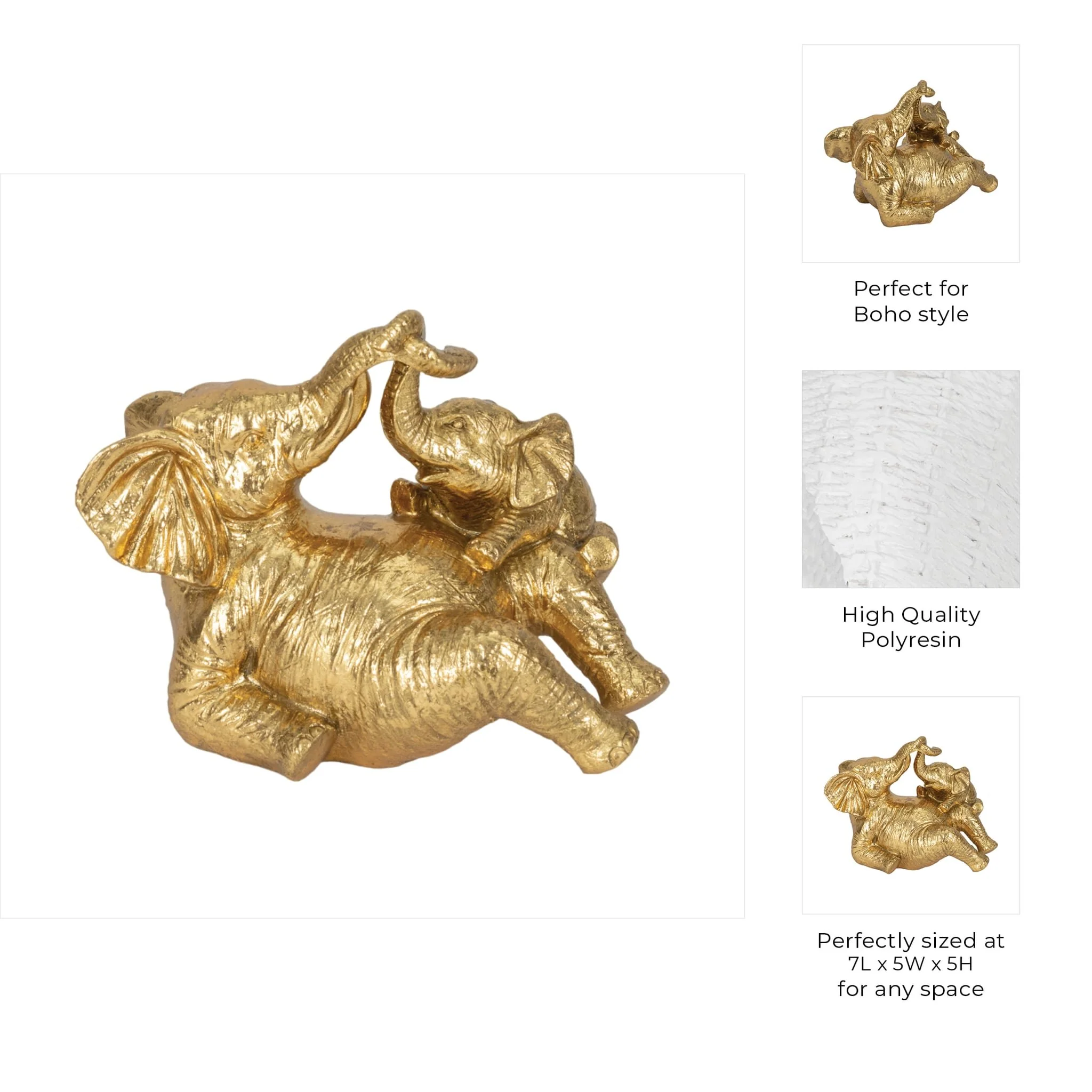 7" Playful Elephants, Gold - Image 10