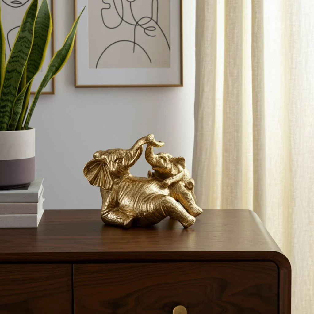 7" Playful Elephants, Gold - Image 11