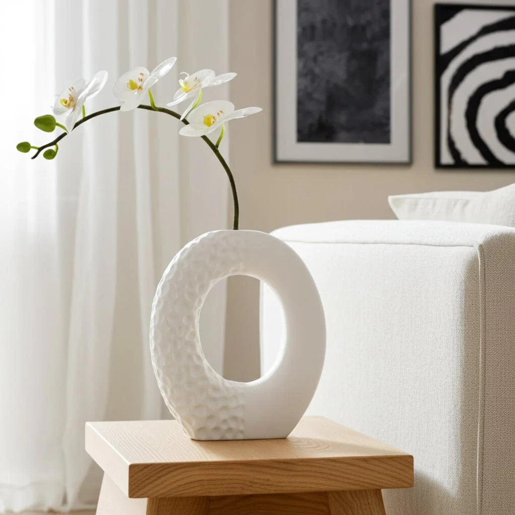 7" Rough Finish Open Cut-out With Vase Opening, Wh - Image 10