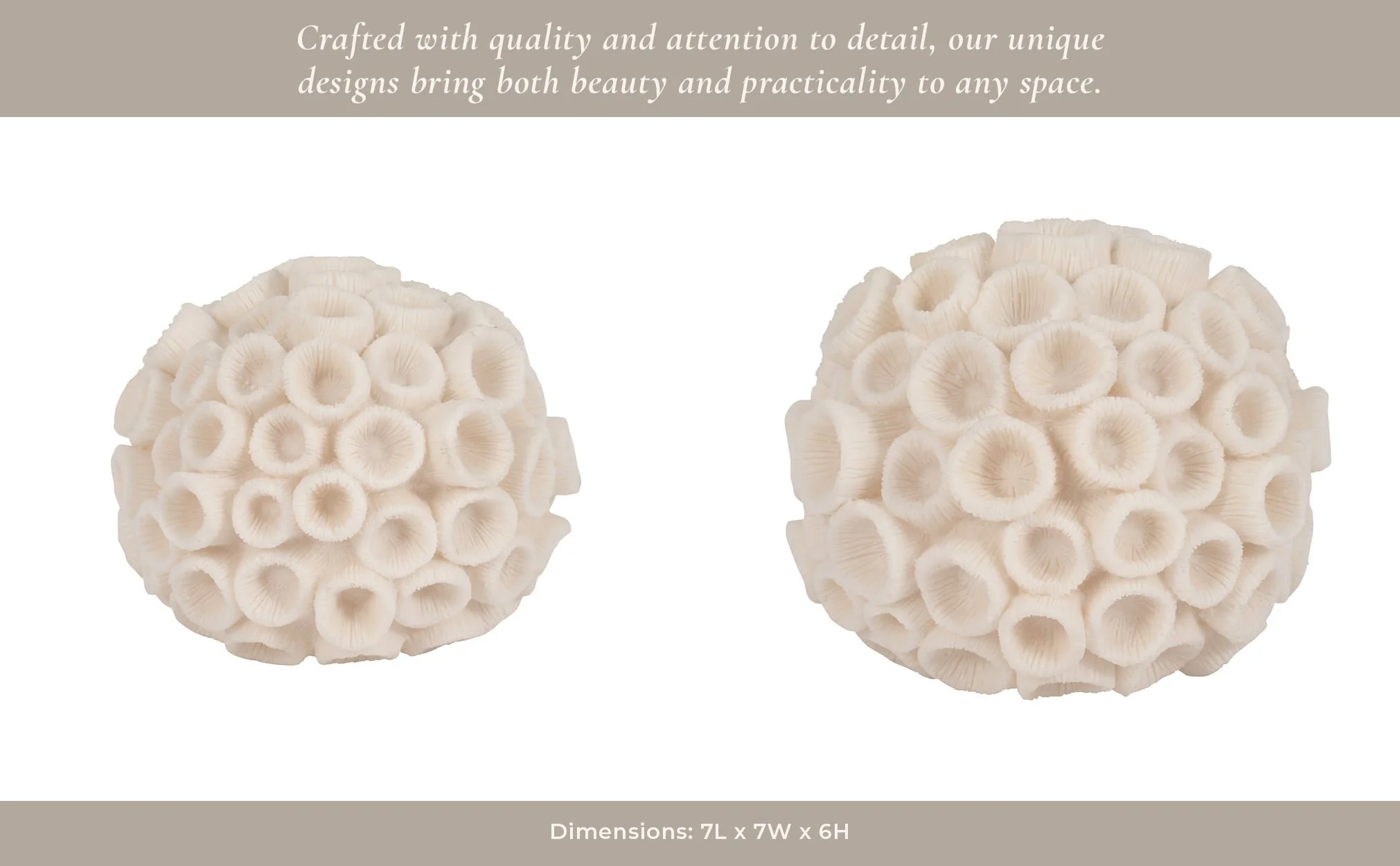 7" Round Coral Orb, Ivory - Image 11