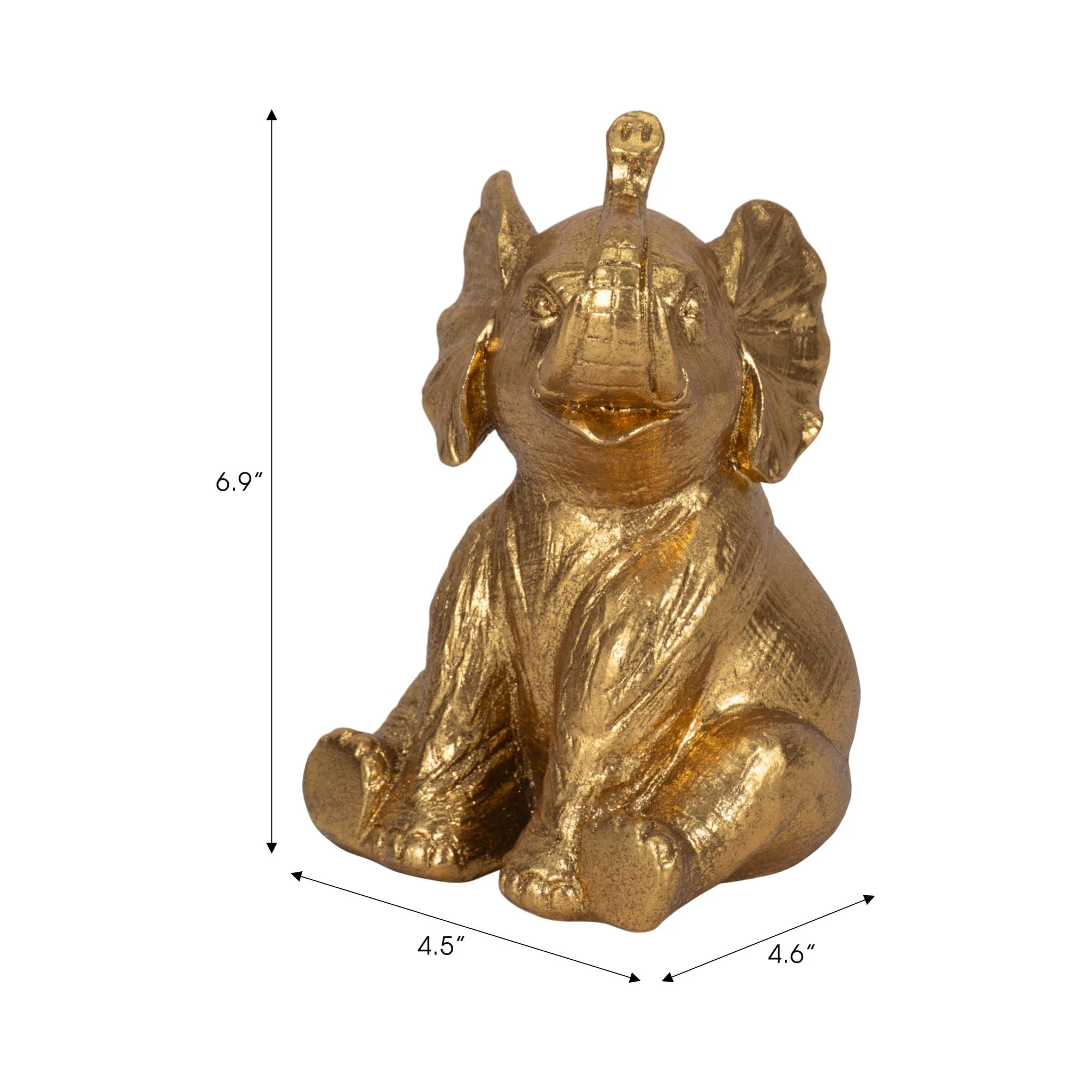 7" Sitting Elephant, Gold - Image 8