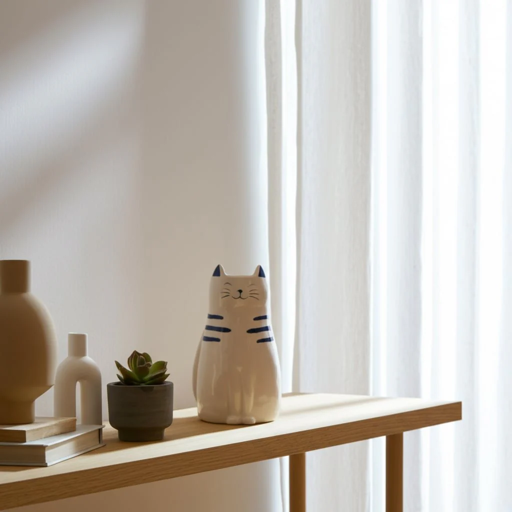 7" Sitting Pretty Kitty With Vase Opening, White/b - Image 13