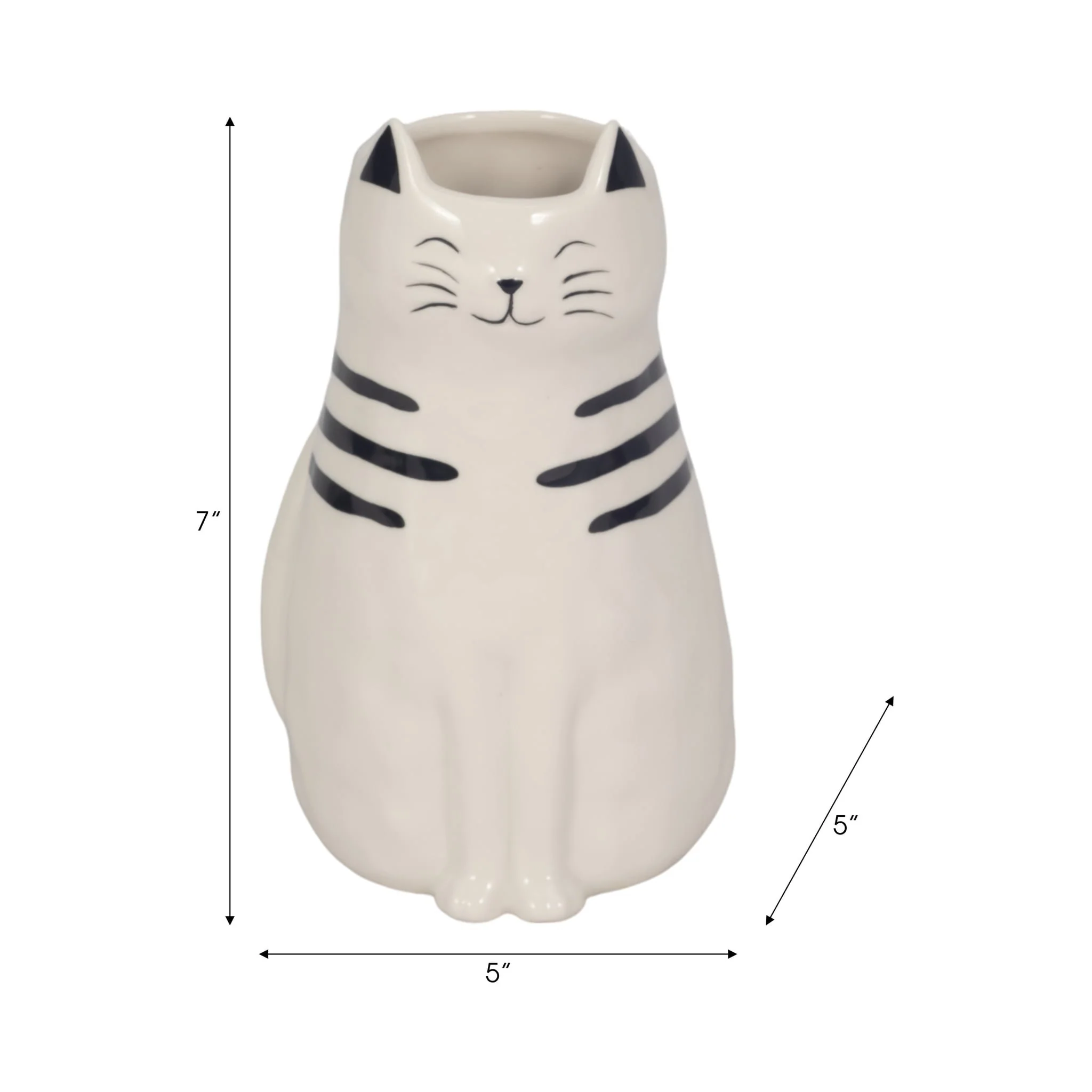 7" Sitting Pretty Kitty With Vase Opening, White/b - Image 9