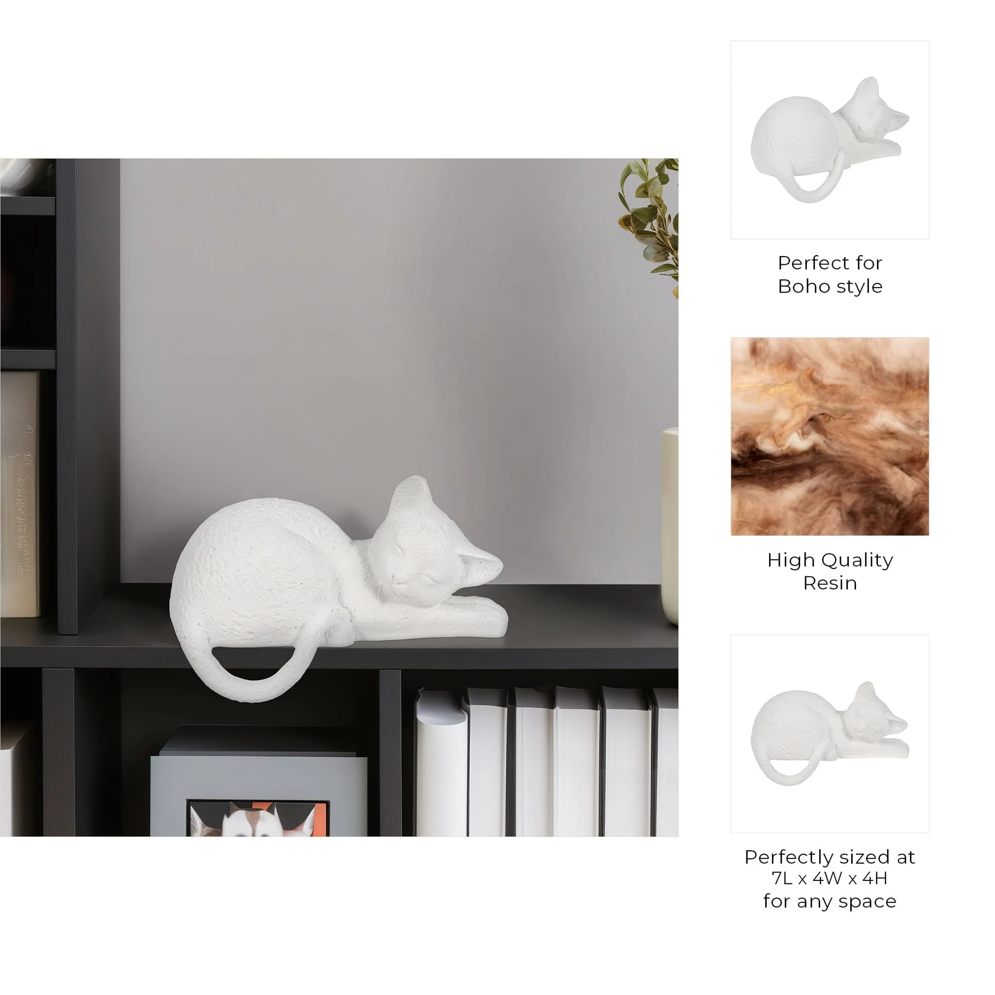 7" Sleeping Kitty, White - Image 7