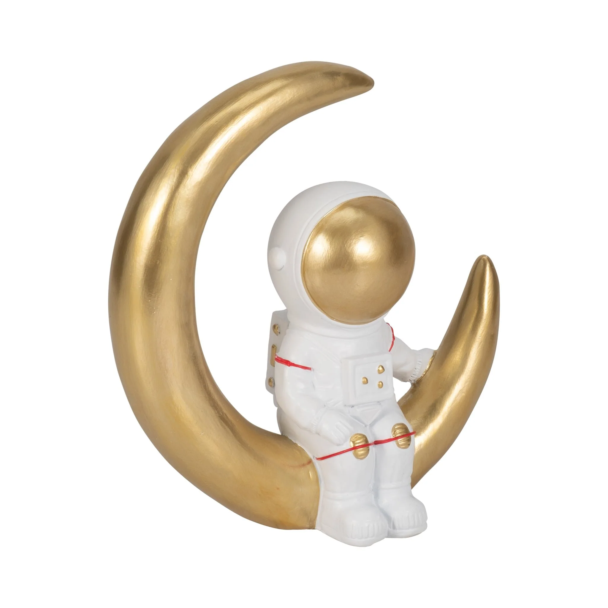 7" Space Man On Crescent Moon, White/gold - Image 2