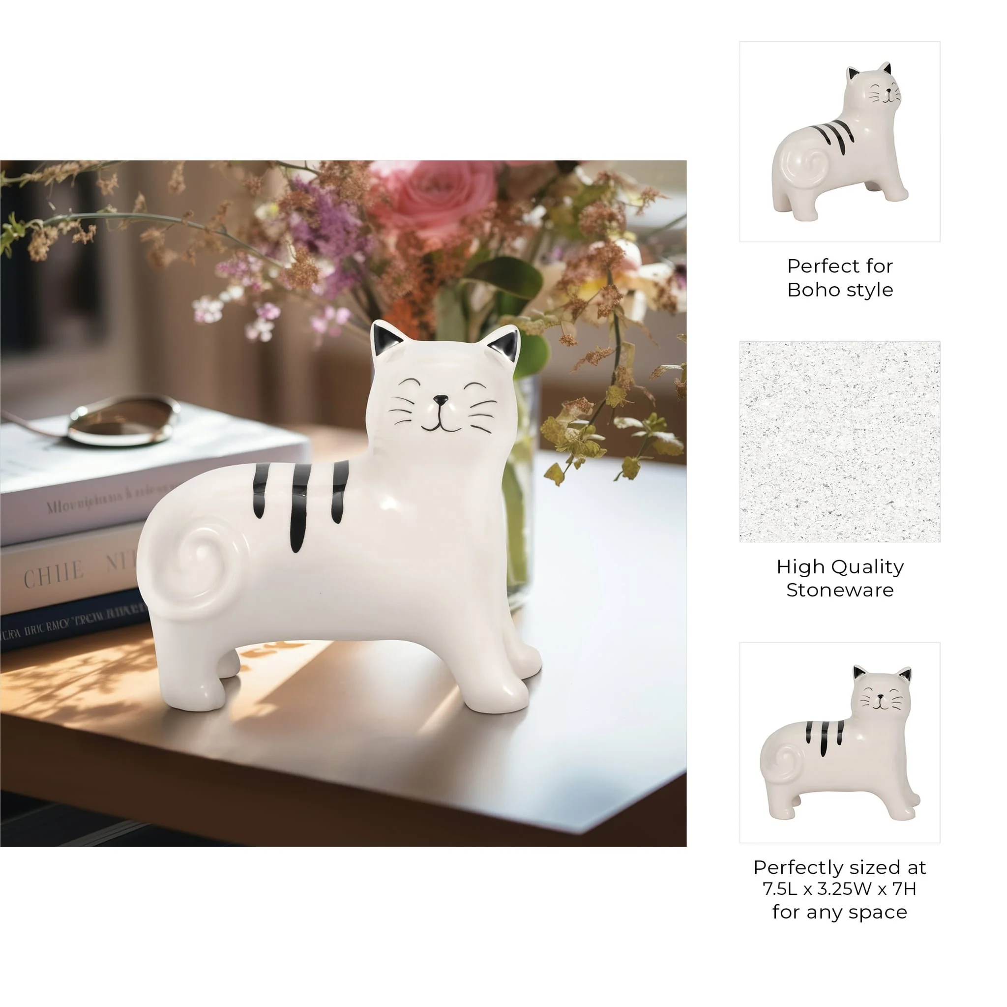 7" Standing Kitty, White/black - Image 9