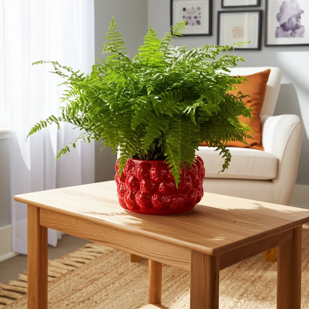 7" Strawberries Flower Pot, Red - Image 9