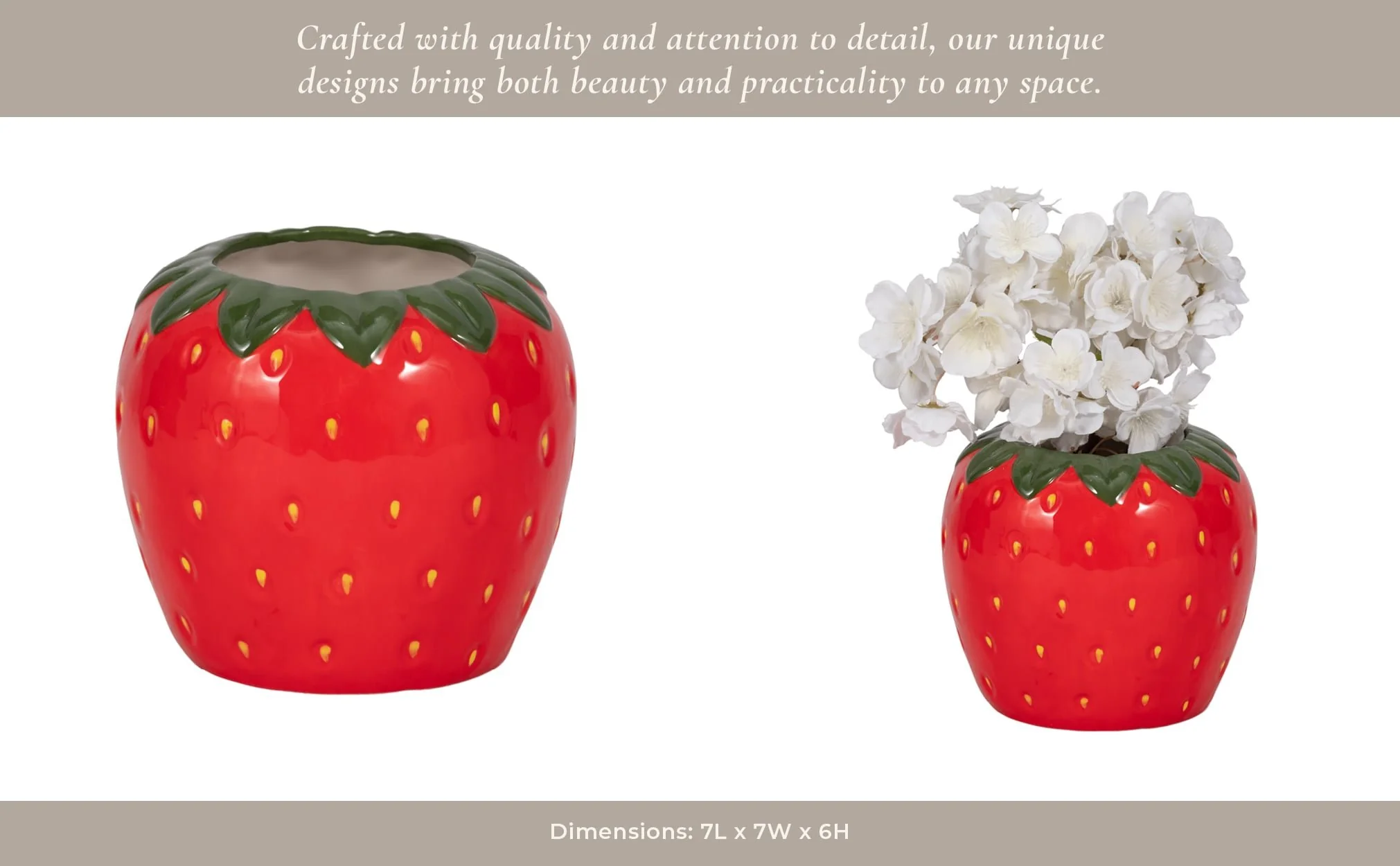 7" Strawberry Planter, Red/green - Image 11