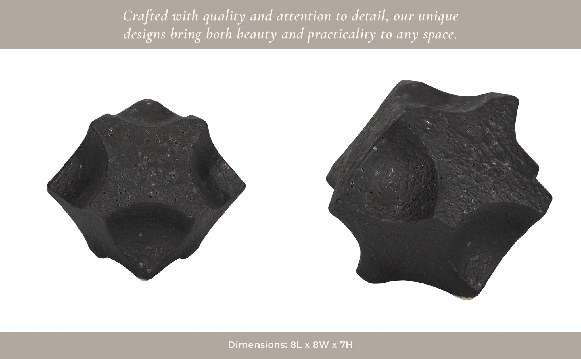 7" Textured Geometric Orb, Black - Image 13