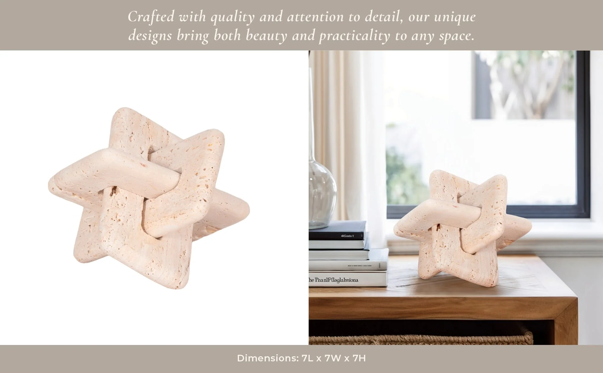 7" Travertine Squared Knot, Tan - Image 11