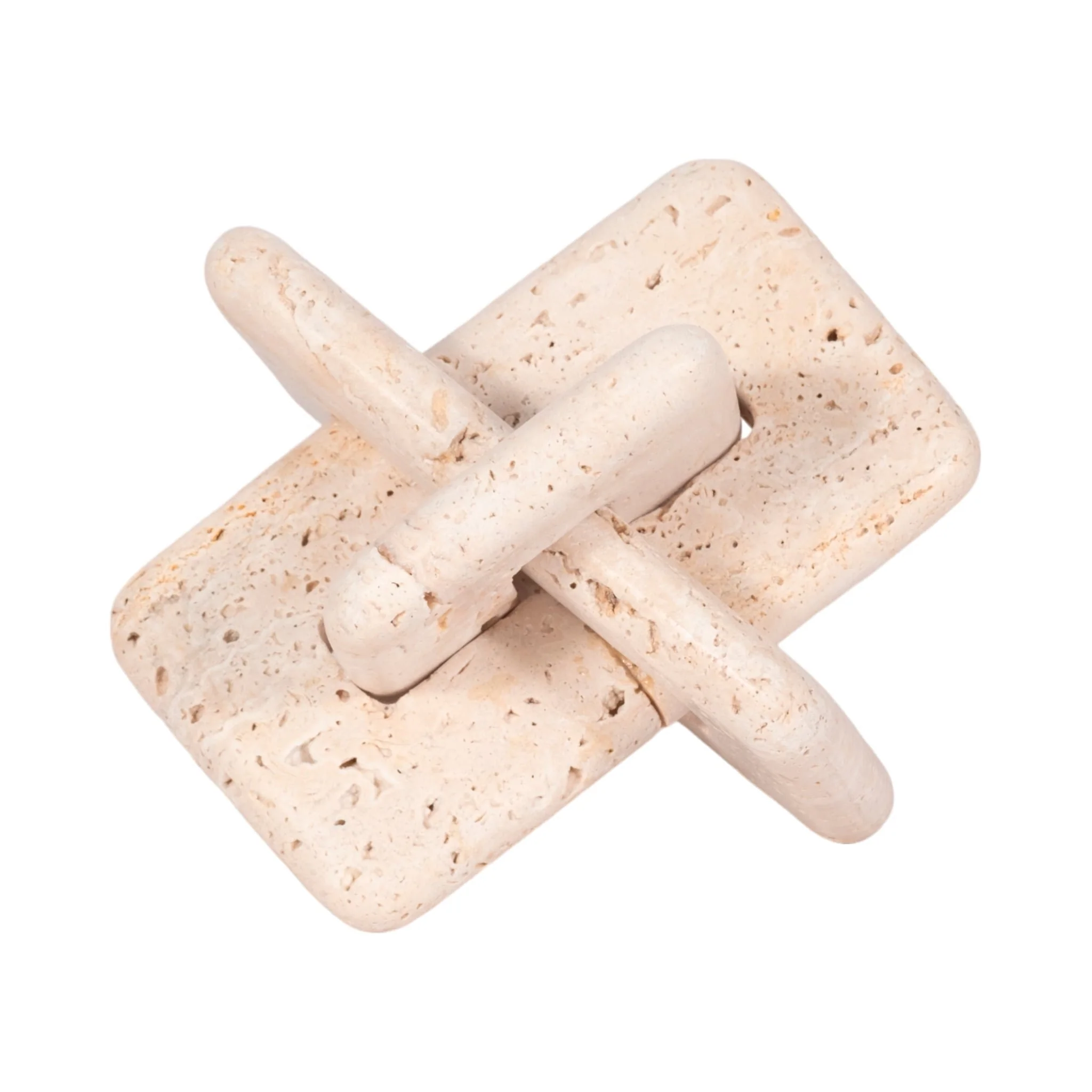 7" Travertine Squared Knot, Tan - Image 2