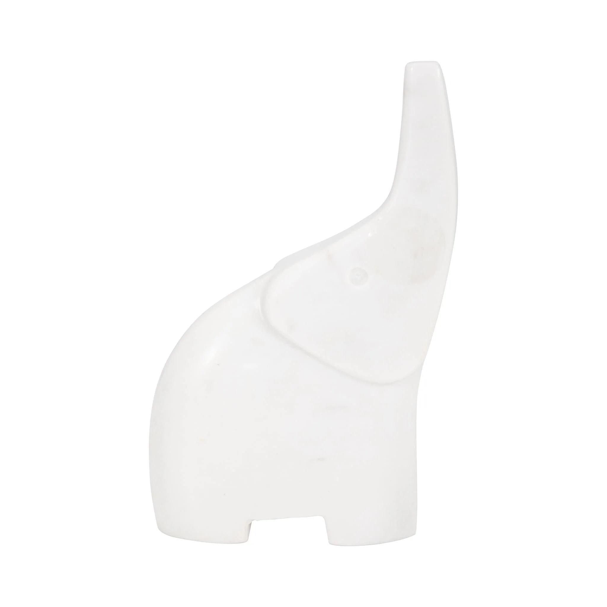7" Trunk In The Air Marble Elephant, White - Image 4