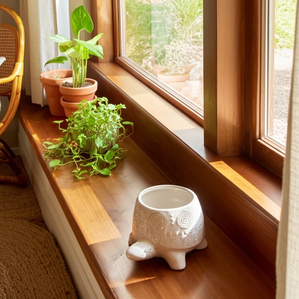 7" Turtle Planter, White - Image 11