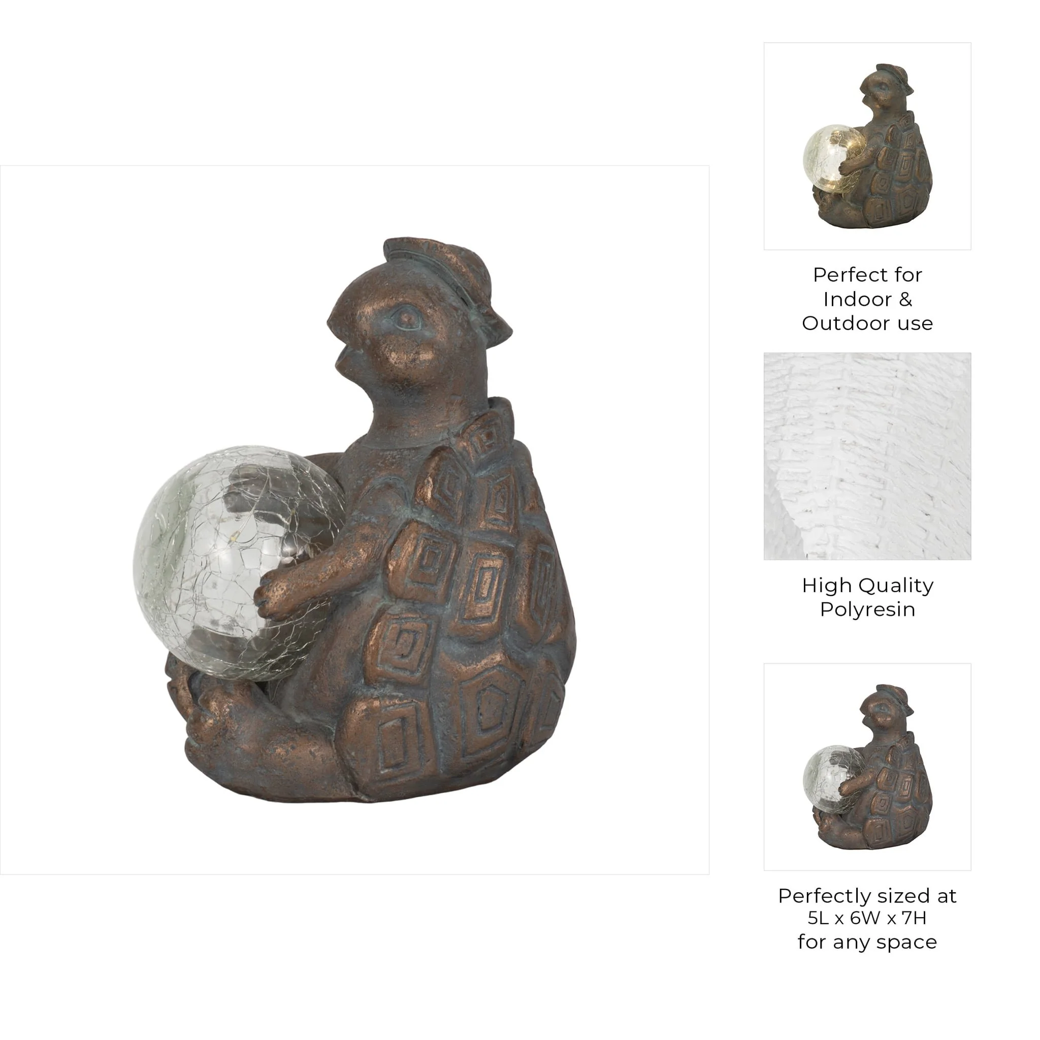 7" Turtle With Solar Orb, Antique Copper - Image 10