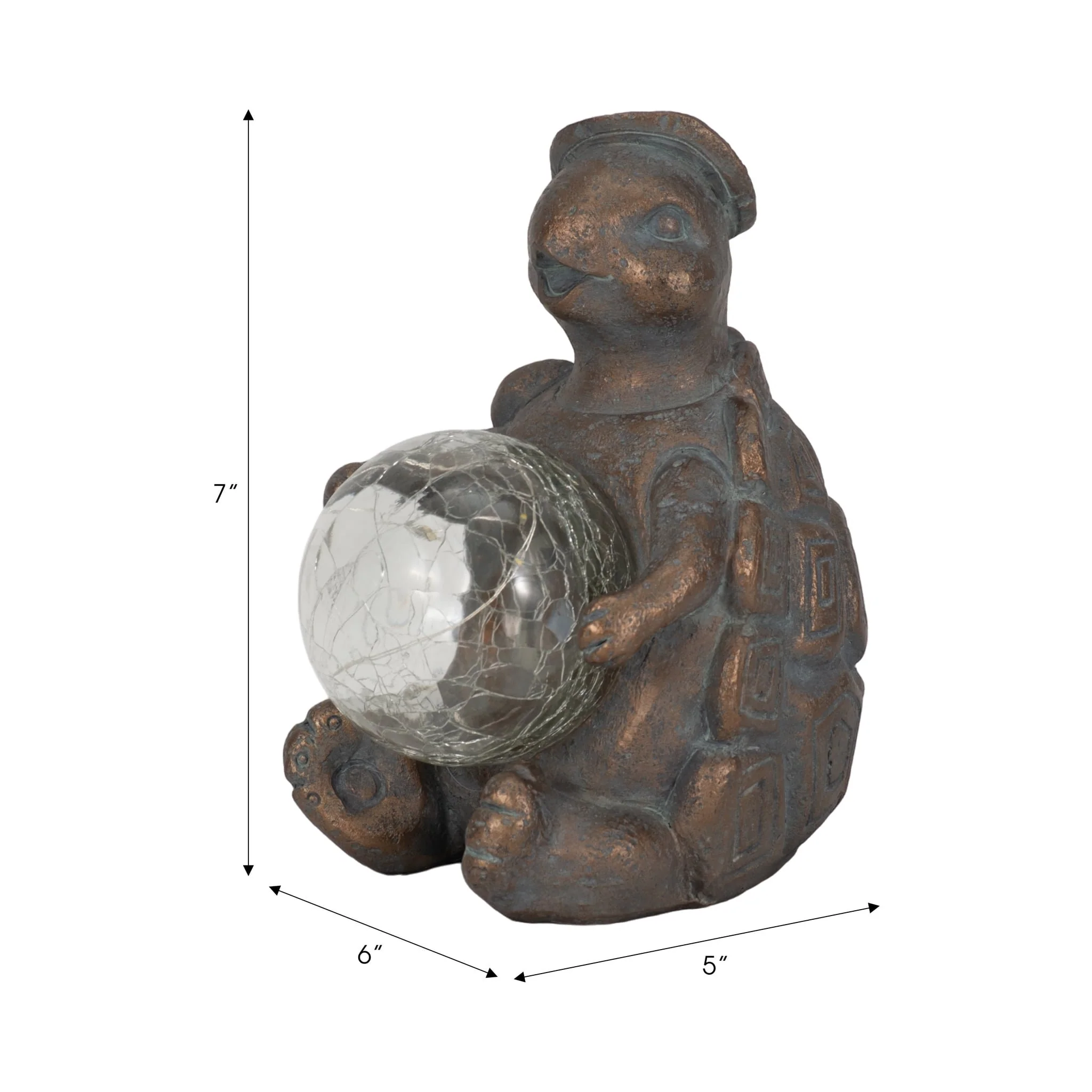 7" Turtle With Solar Orb, Antique Copper - Image 9