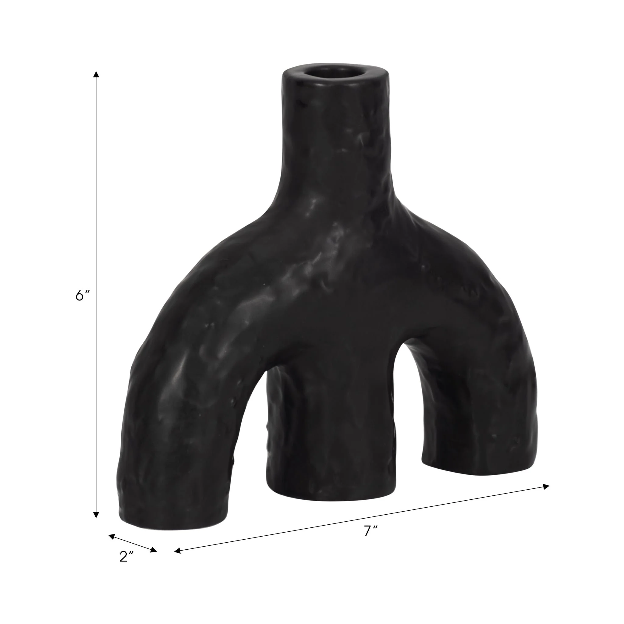 7" Volcano Texture Double Arched Taper Holder, Bla - Image 9