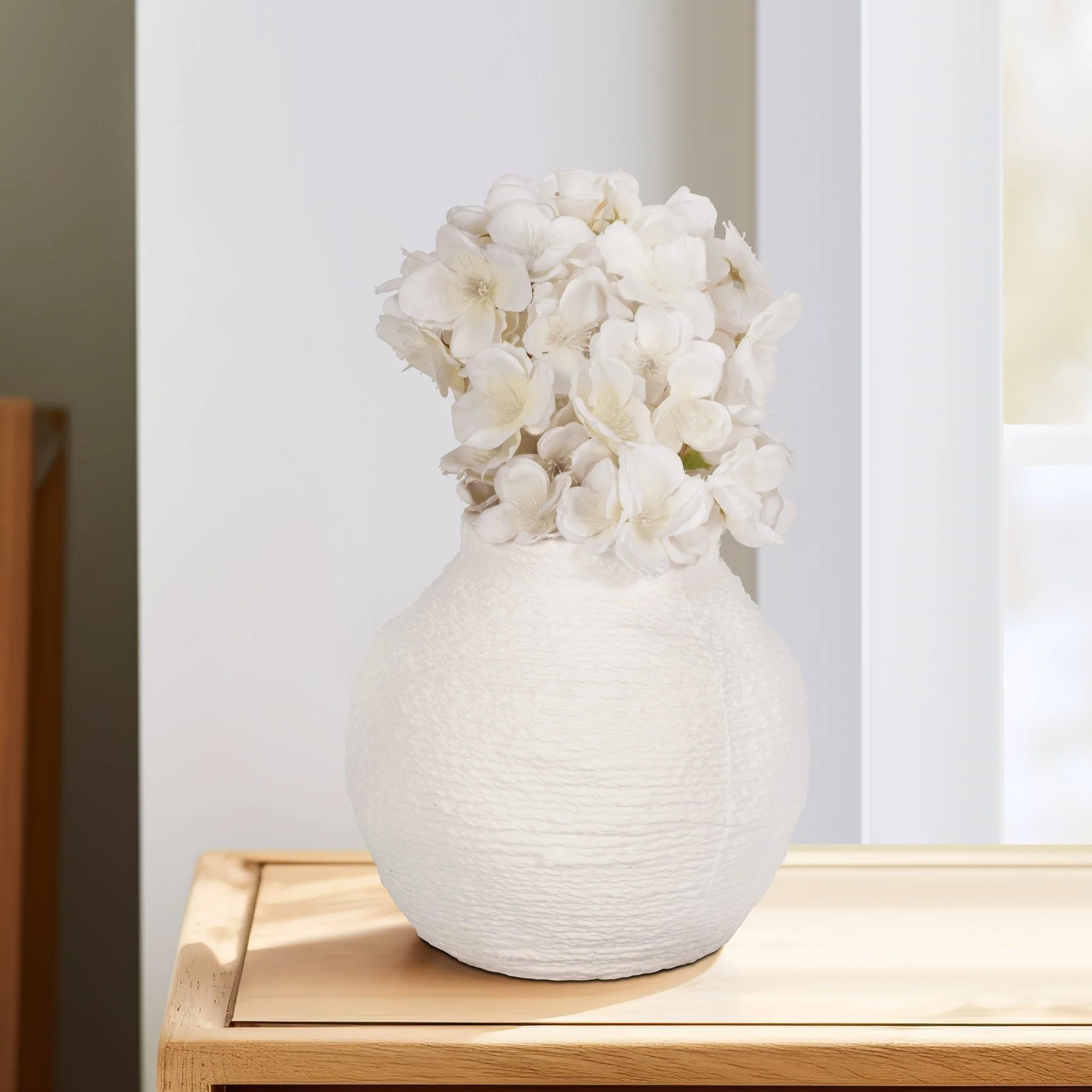 7" Woven Textured Vase, White - Image 10