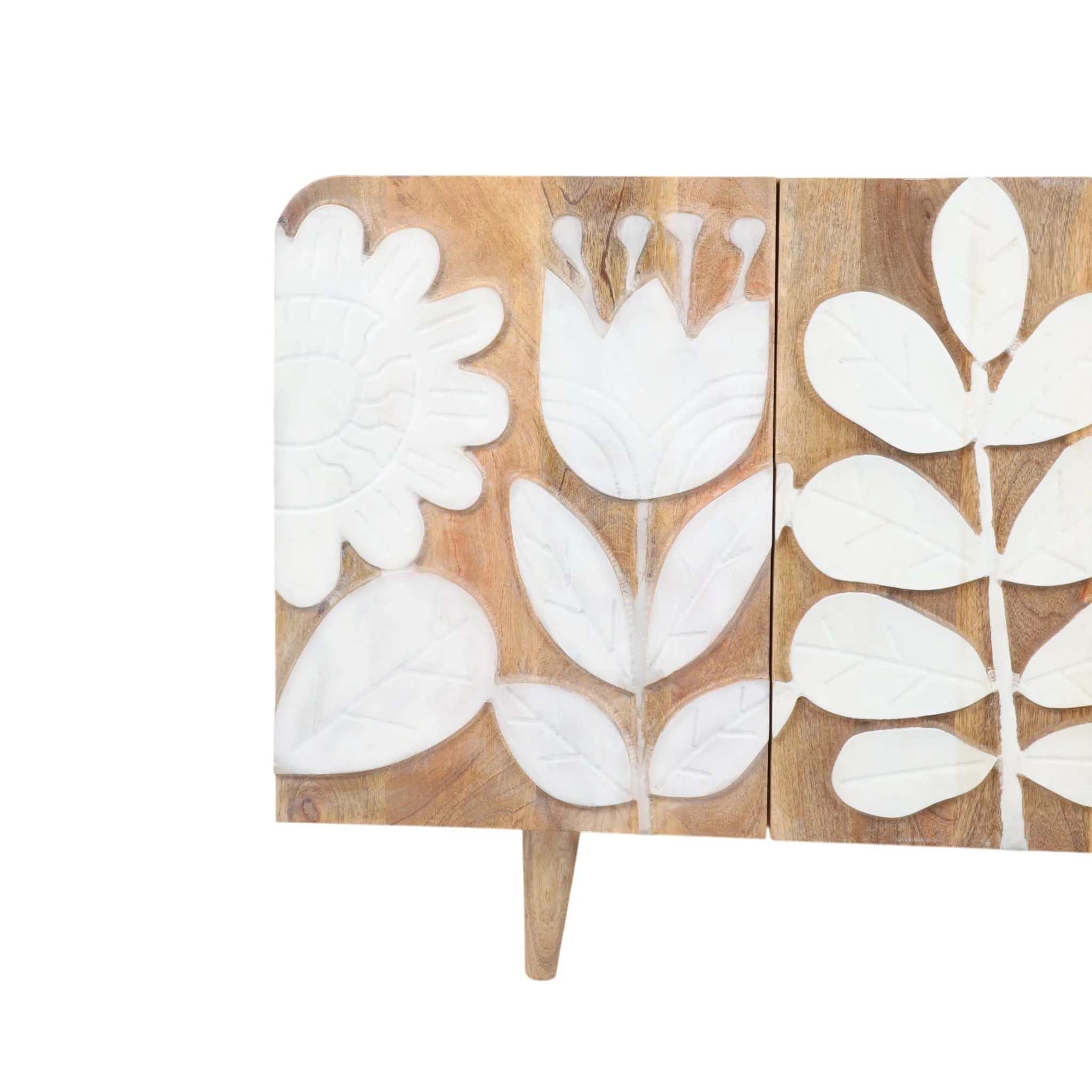 70x30" Flower Field Applique Cabinet, Natural/wht - Image 6