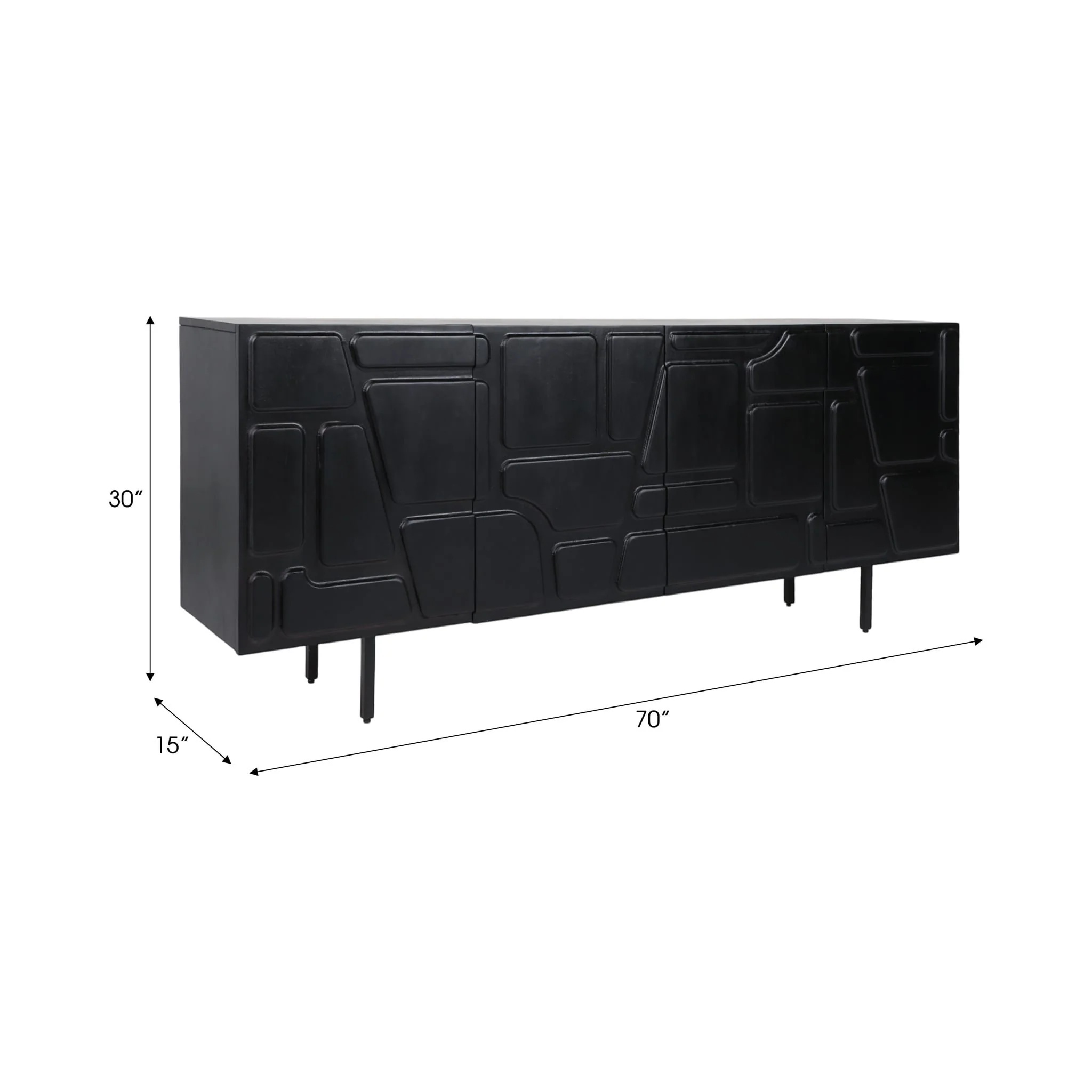 70x30" Geo Modern 4-door Cabinet, Black - Image 8