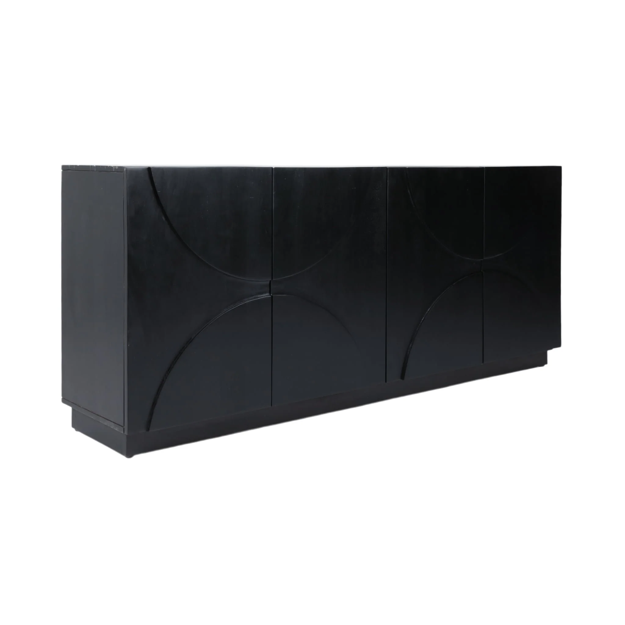70x30" Half Circle 4-door Cabinet, Black - Image 2
