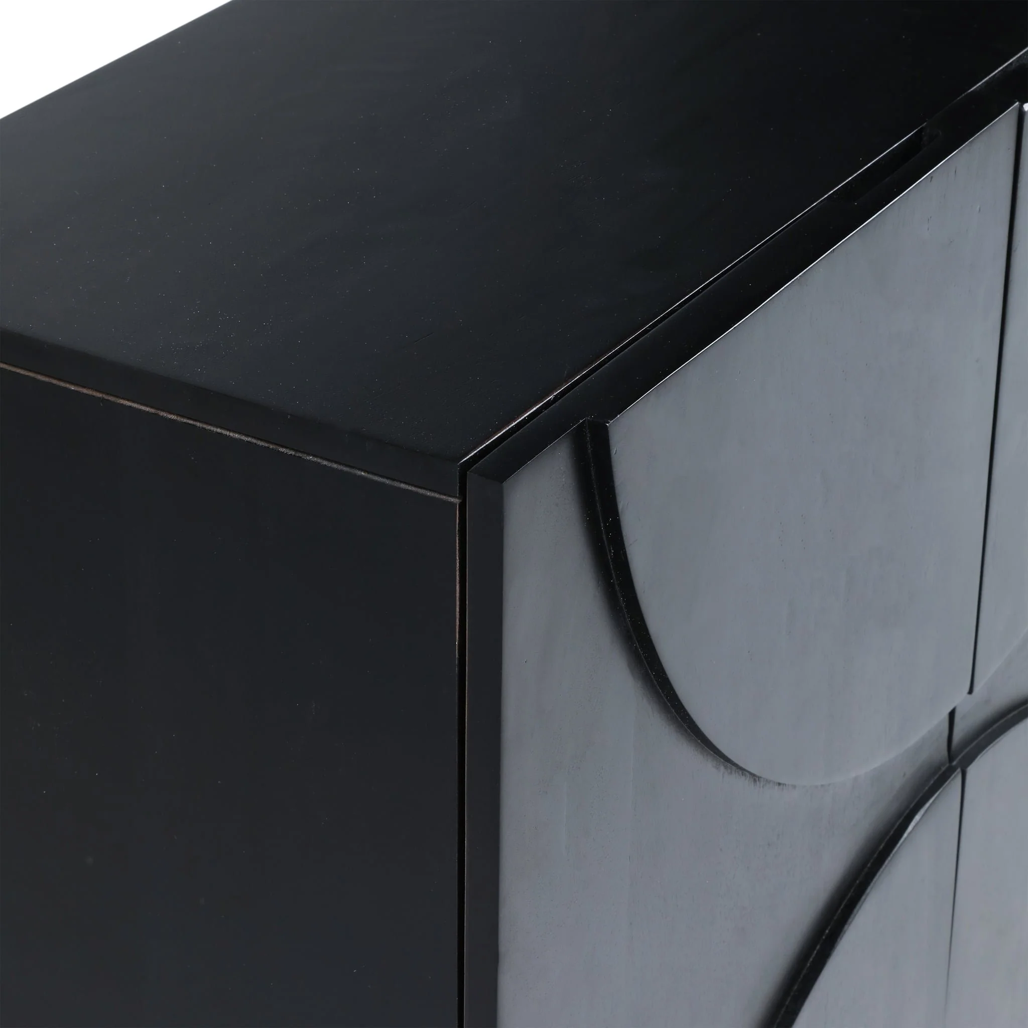 70x30" Half Circle 4-door Cabinet, Black - Image 7